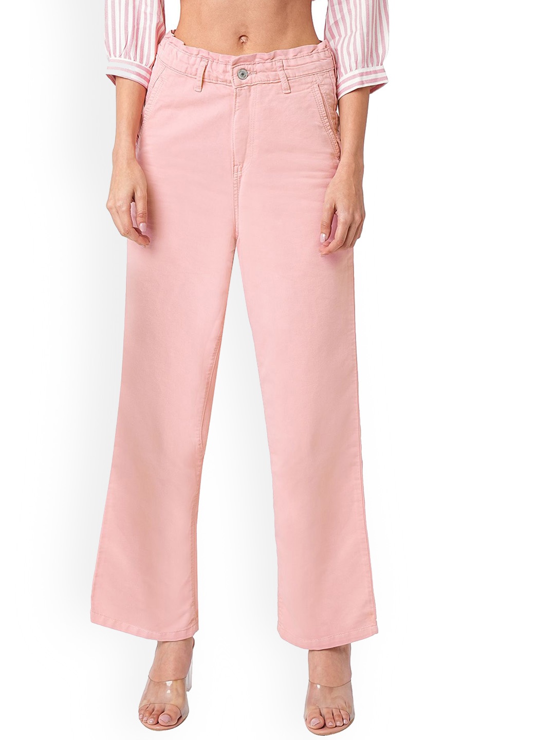 

Kraus Jeans Women Wide Leg High-Rise Stretchable Jeans, Pink