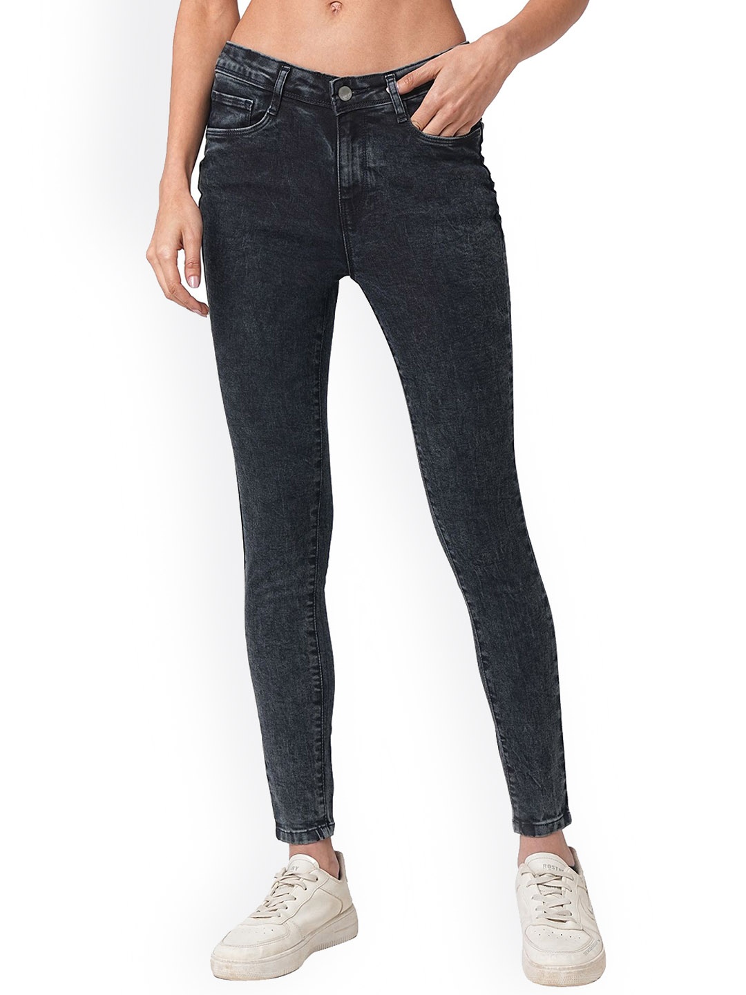 

Kraus Jeans Women Mid-Rise Skinny Fit Jeans, Black