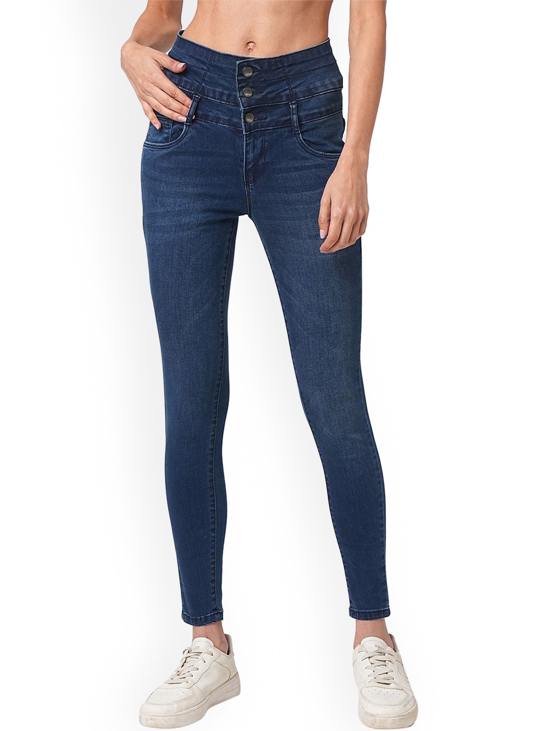 

Kraus Jeans Women Skinny Fit High-Rise Jeans, Blue