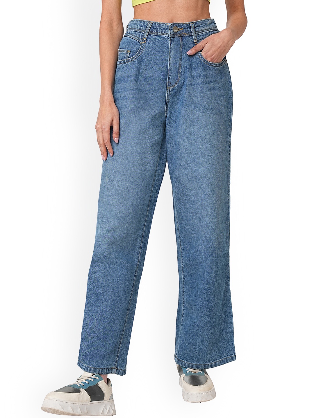 

Kraus Jeans Women Wide Leg High-Rise Light Fade Jeans, Blue