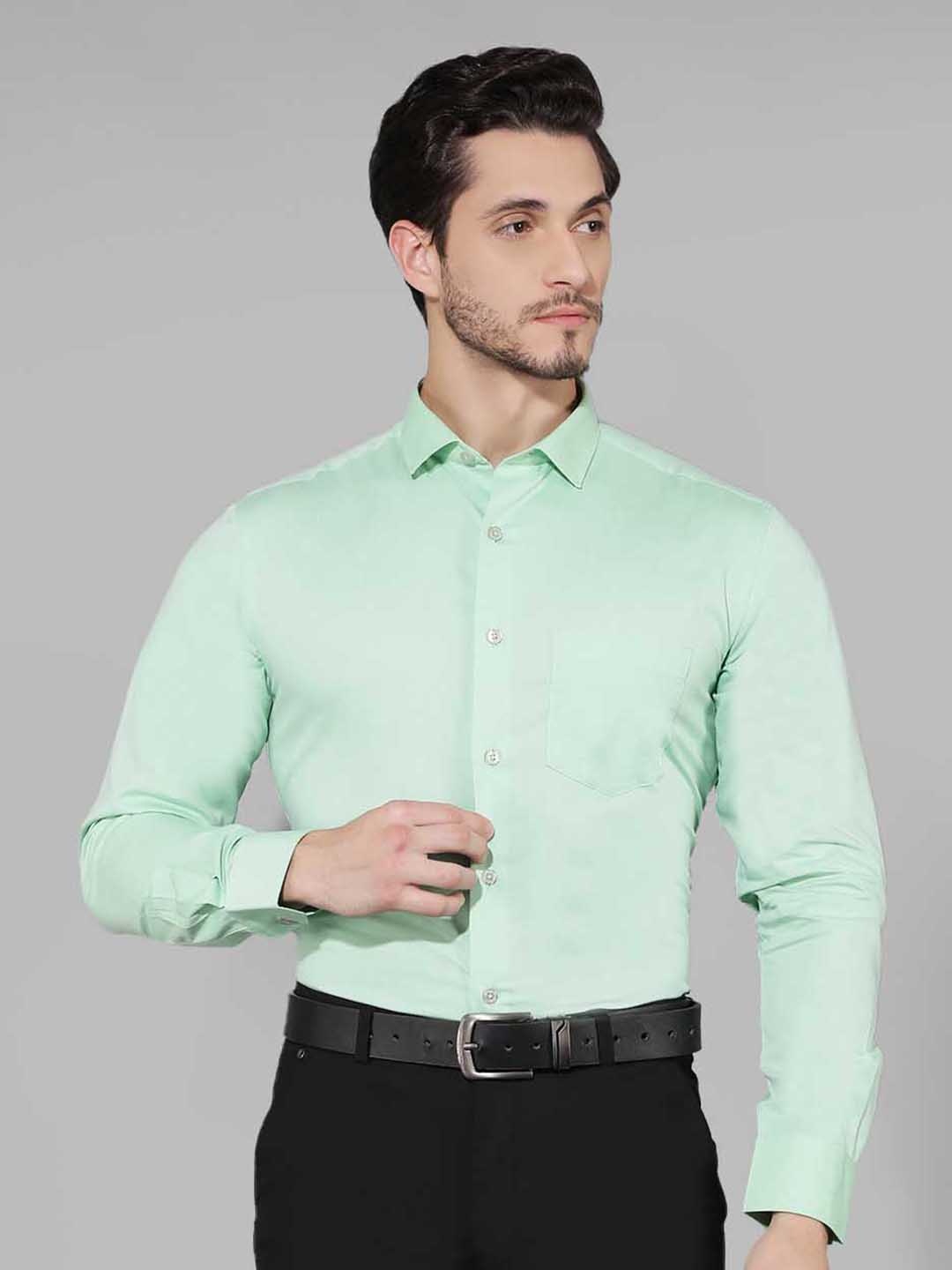

Canary London Men Smart Slim Fit Opaque Formal Shirt, Green