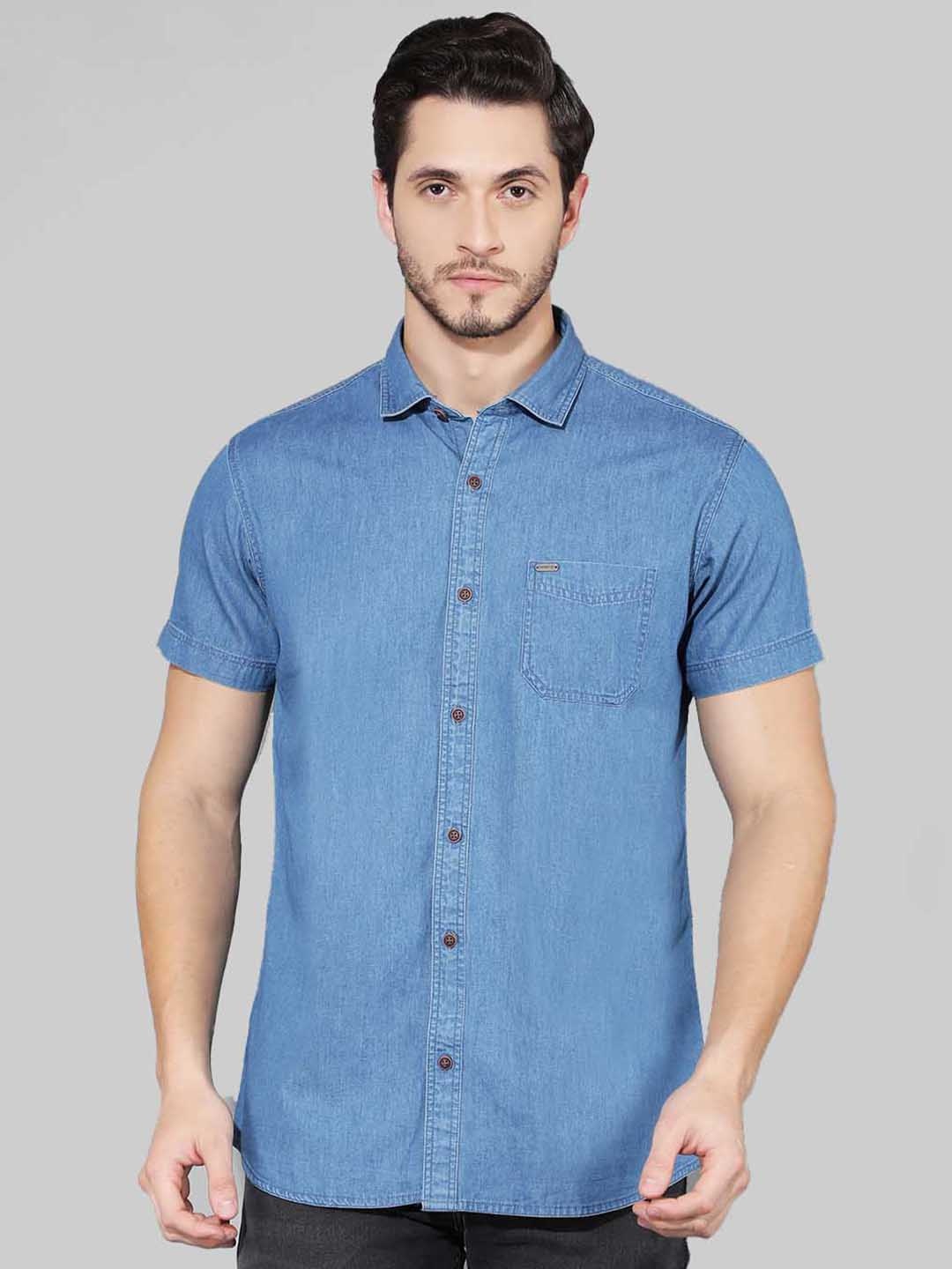 

Canary London Men Smart Slim Fit Opaque Casual Shirt, Blue