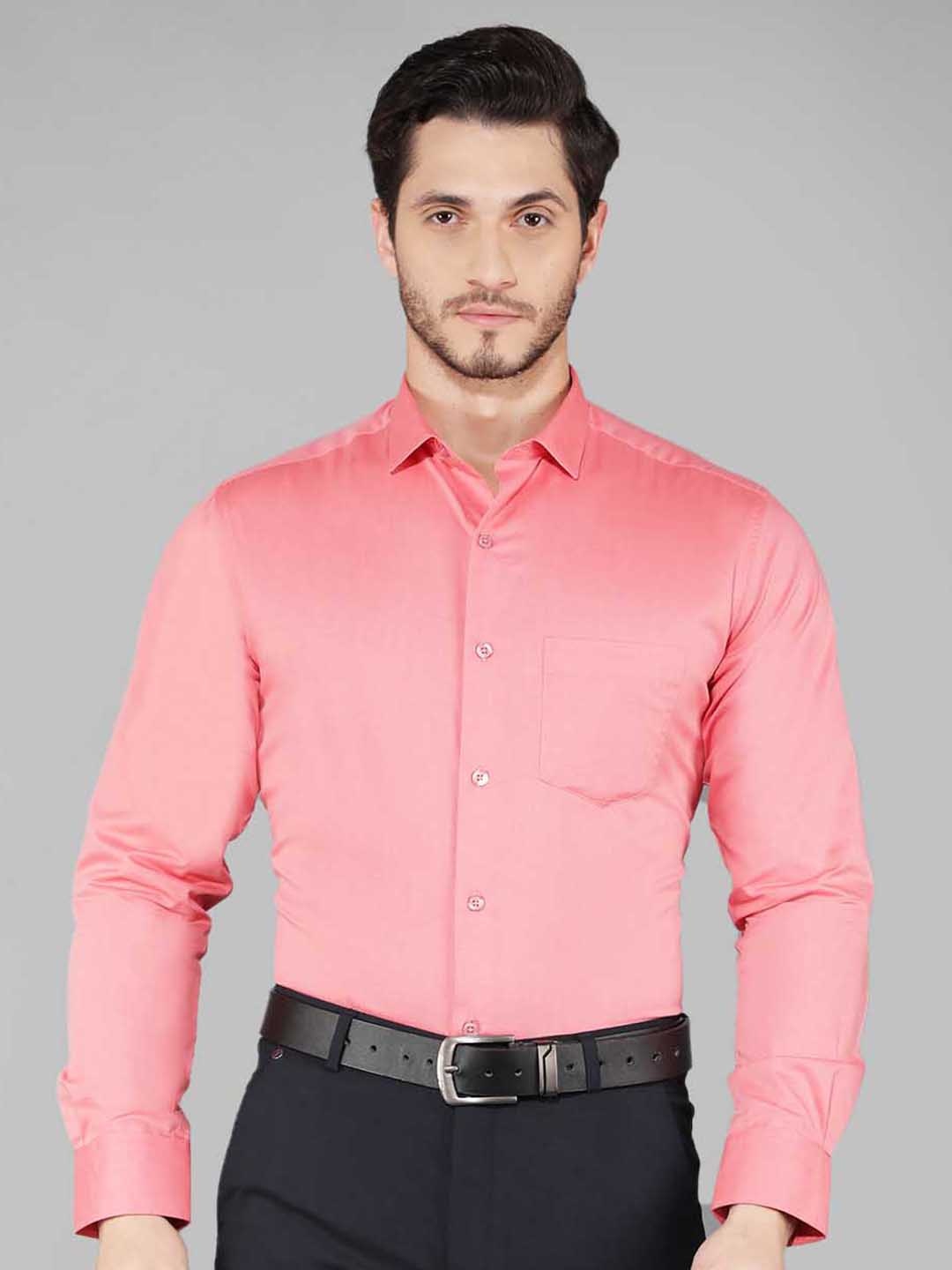 

Canary London Men Smart Slim Fit Opaque Formal Shirt, Pink