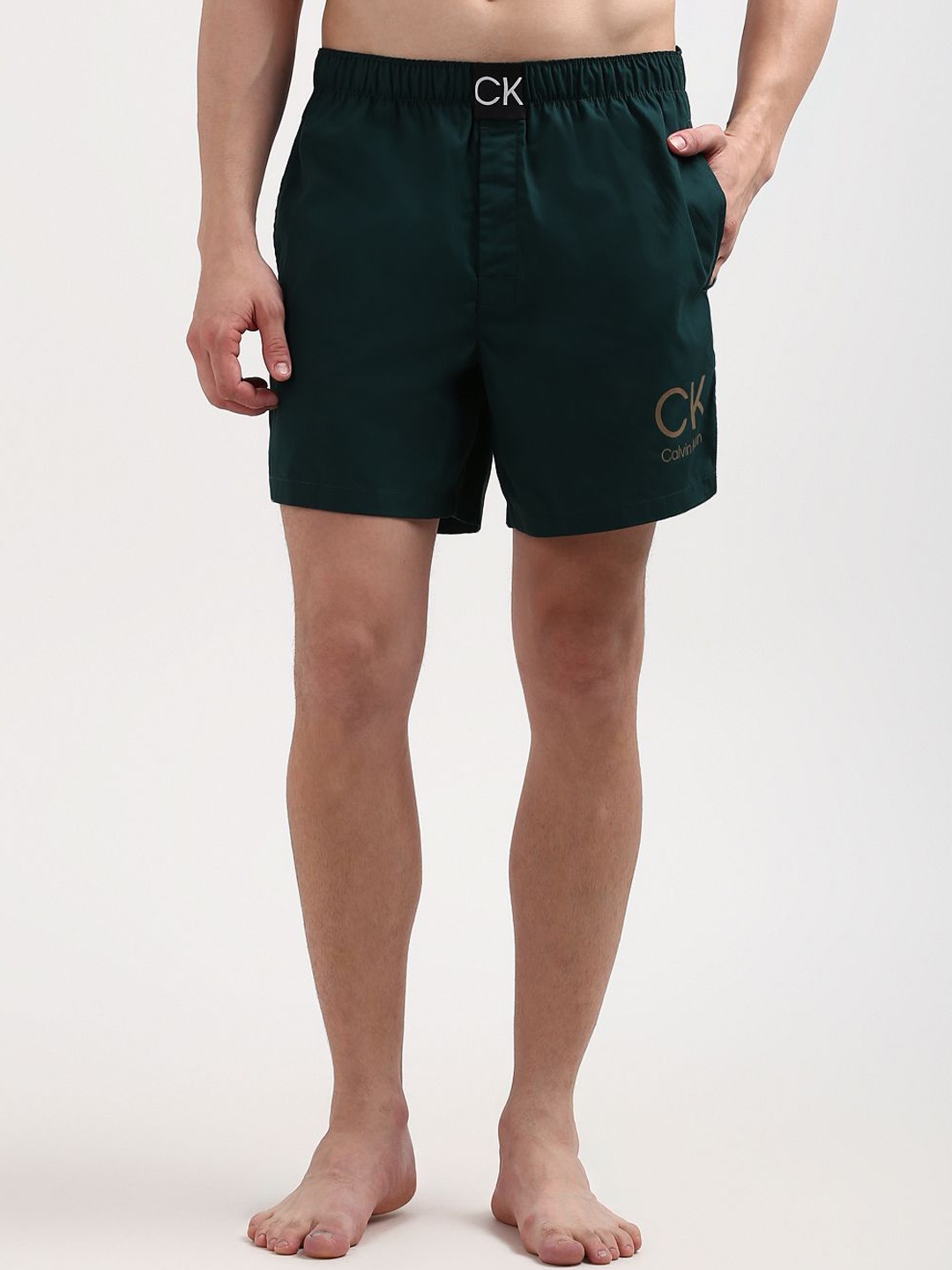 

Calvin Klein Underwear Pure Cotton Printed Anti-Roll Boxer CKUSP2400122DK, Green