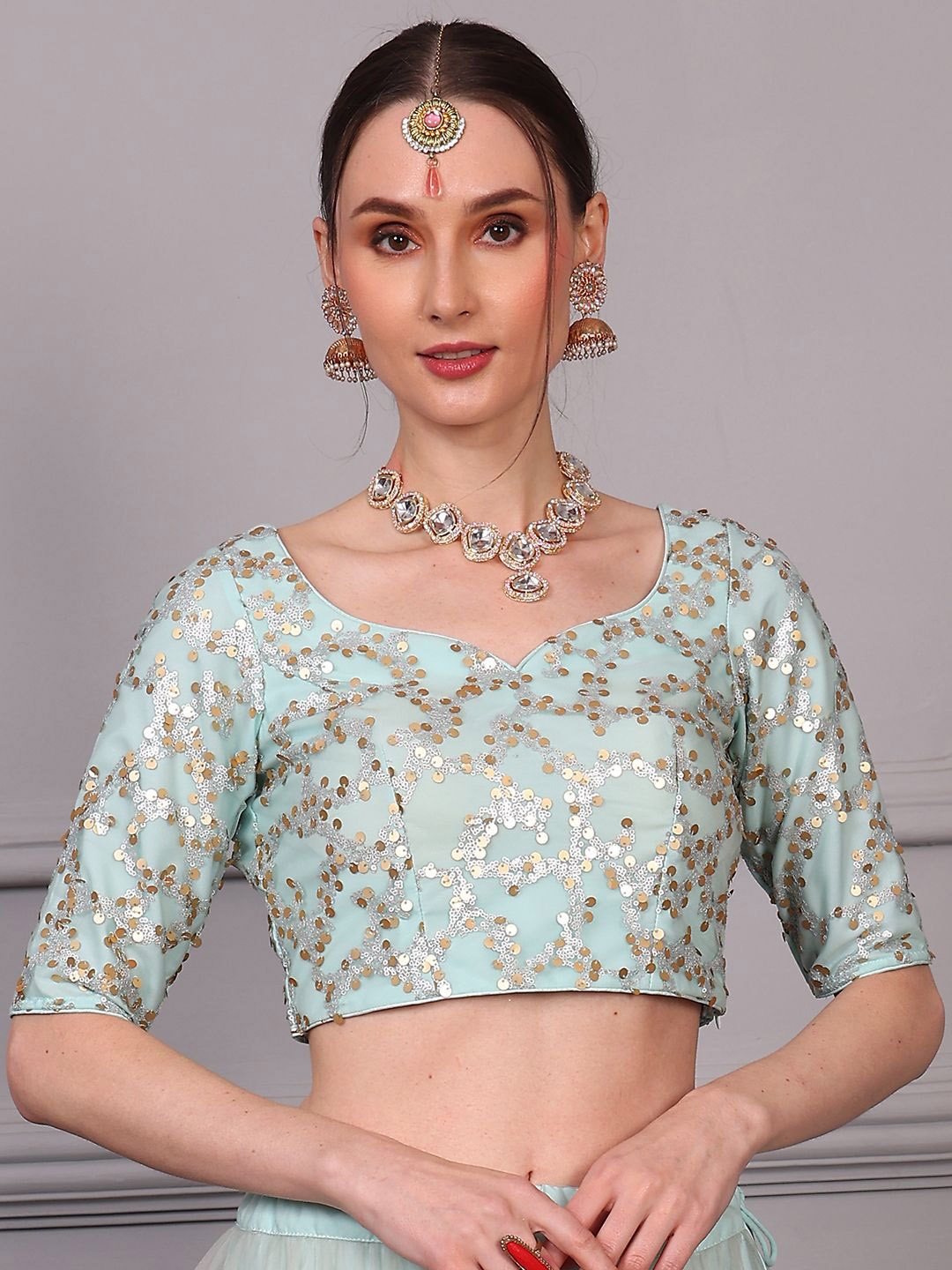 

Ethnovog Embroidered Saree Blouse, Blue