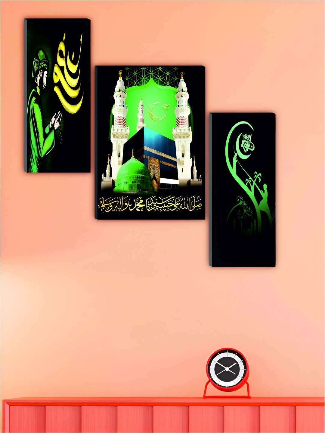 

WALLMAX Pack Of 3 Religious Wall Paintings, Black