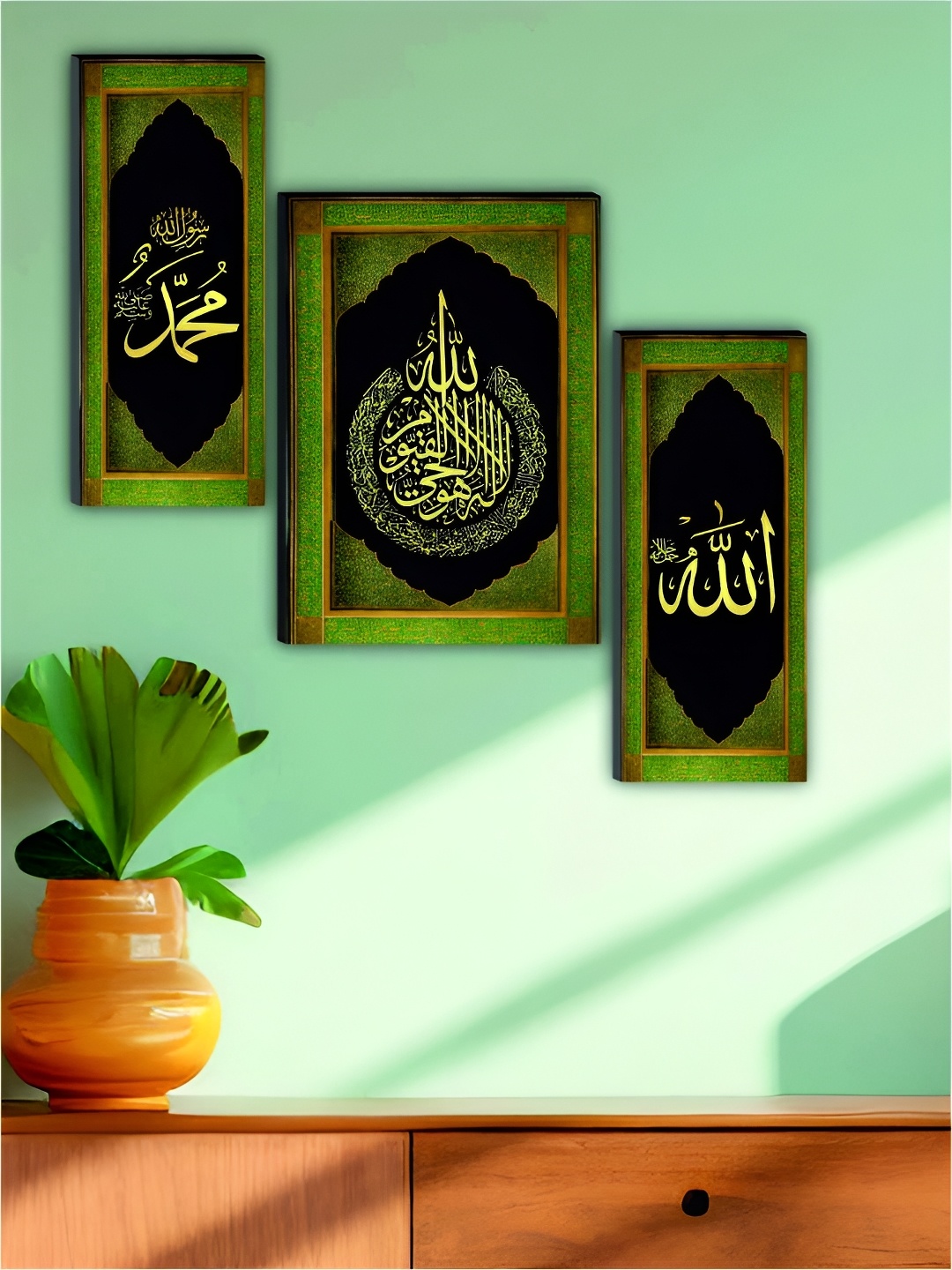 

WALLMAX Pack Of 3 Religious Wall Paintings, Black