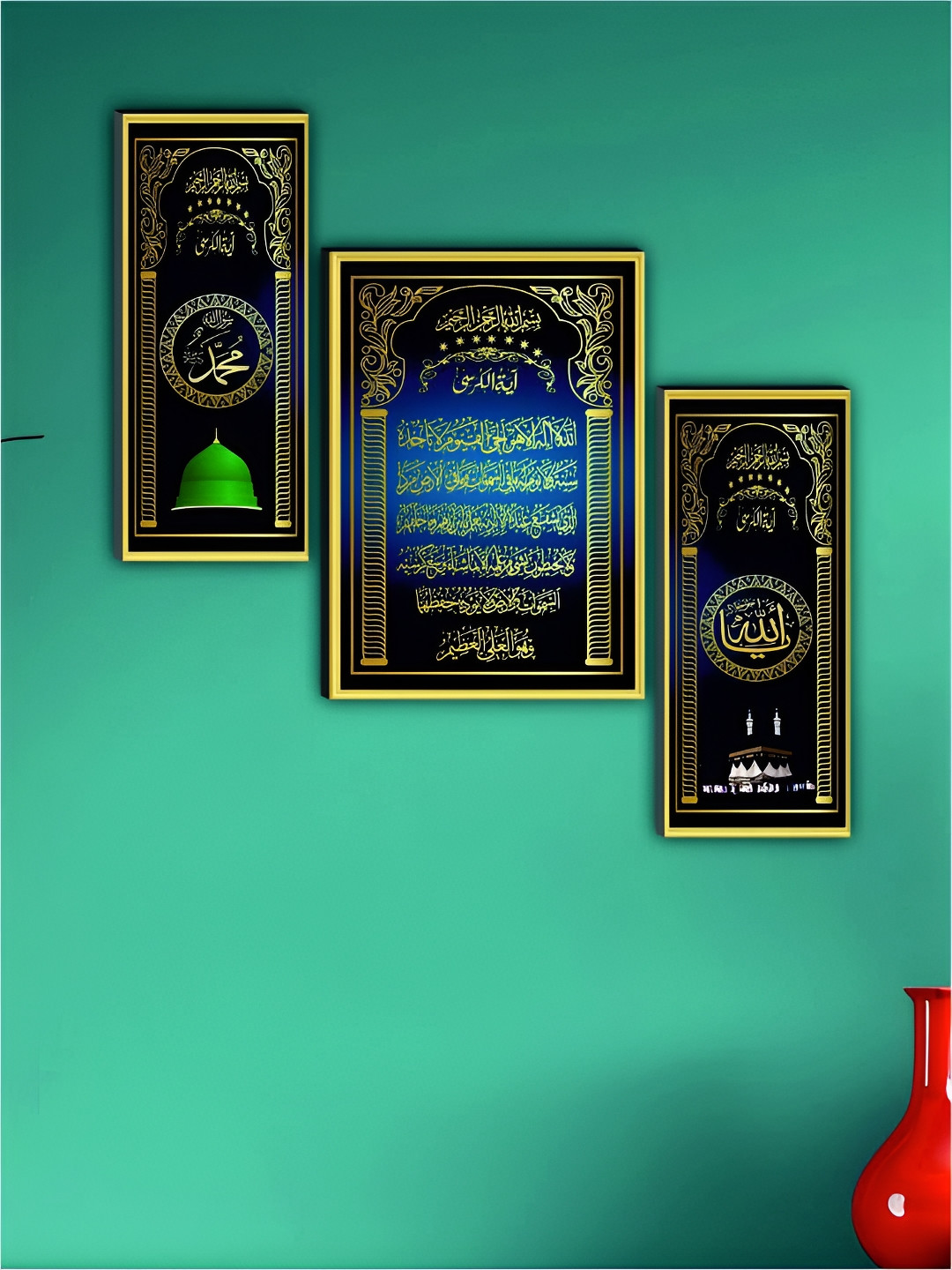 

WALLMAX Pack Of 3 Religious Wall Paintings, Black