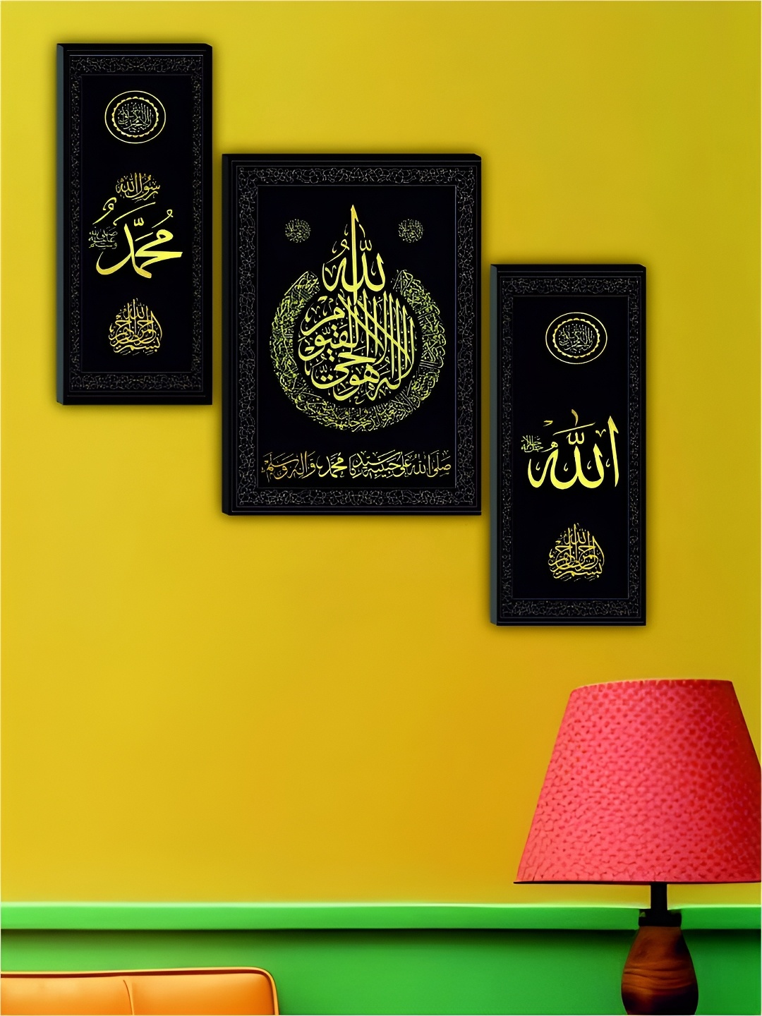 

WALLMAX Pack Of 3 Religious Wall Paintings, Black