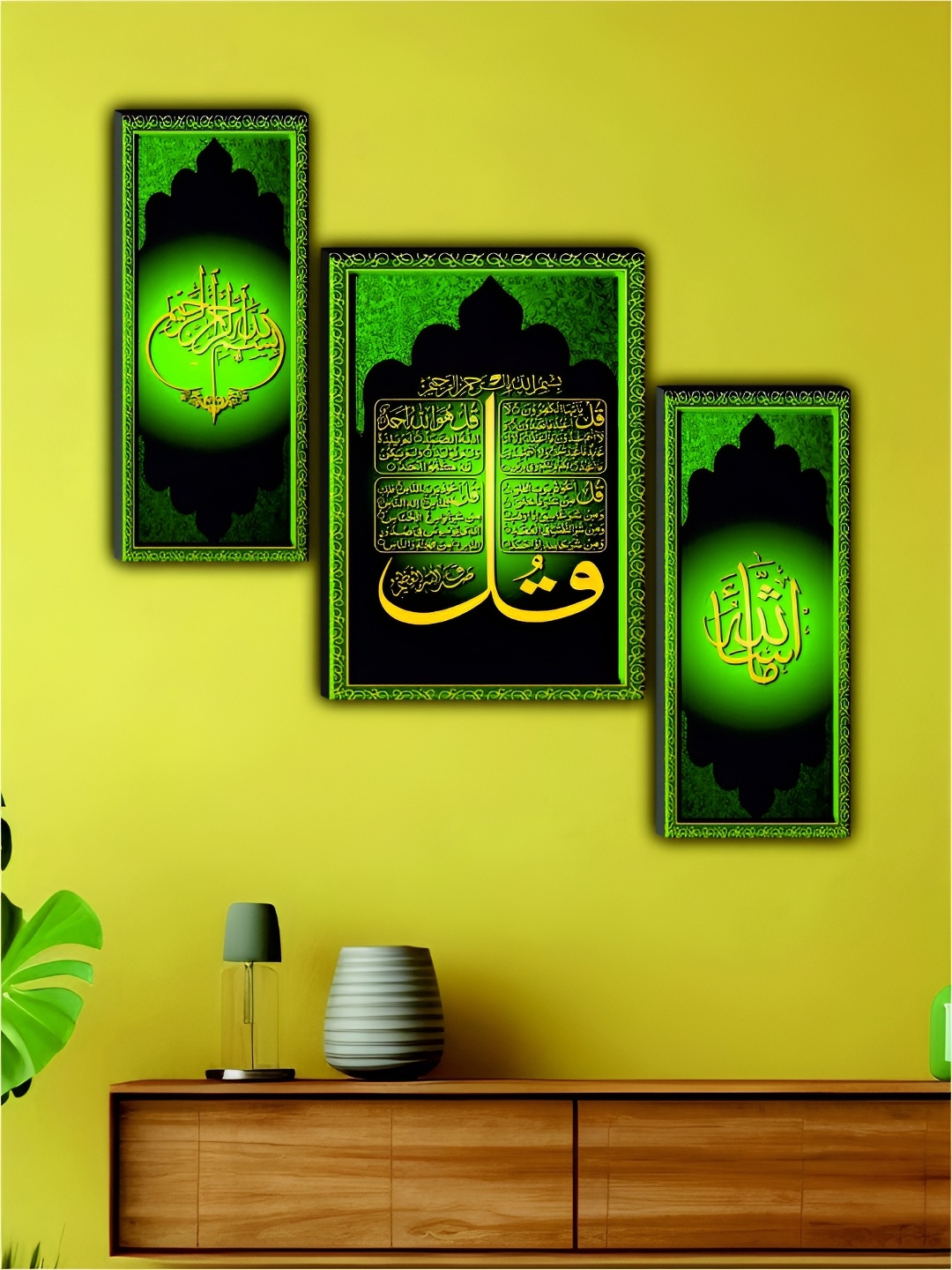 

WALLMAX Pack Of 3 Religious Wall Paintings, Black