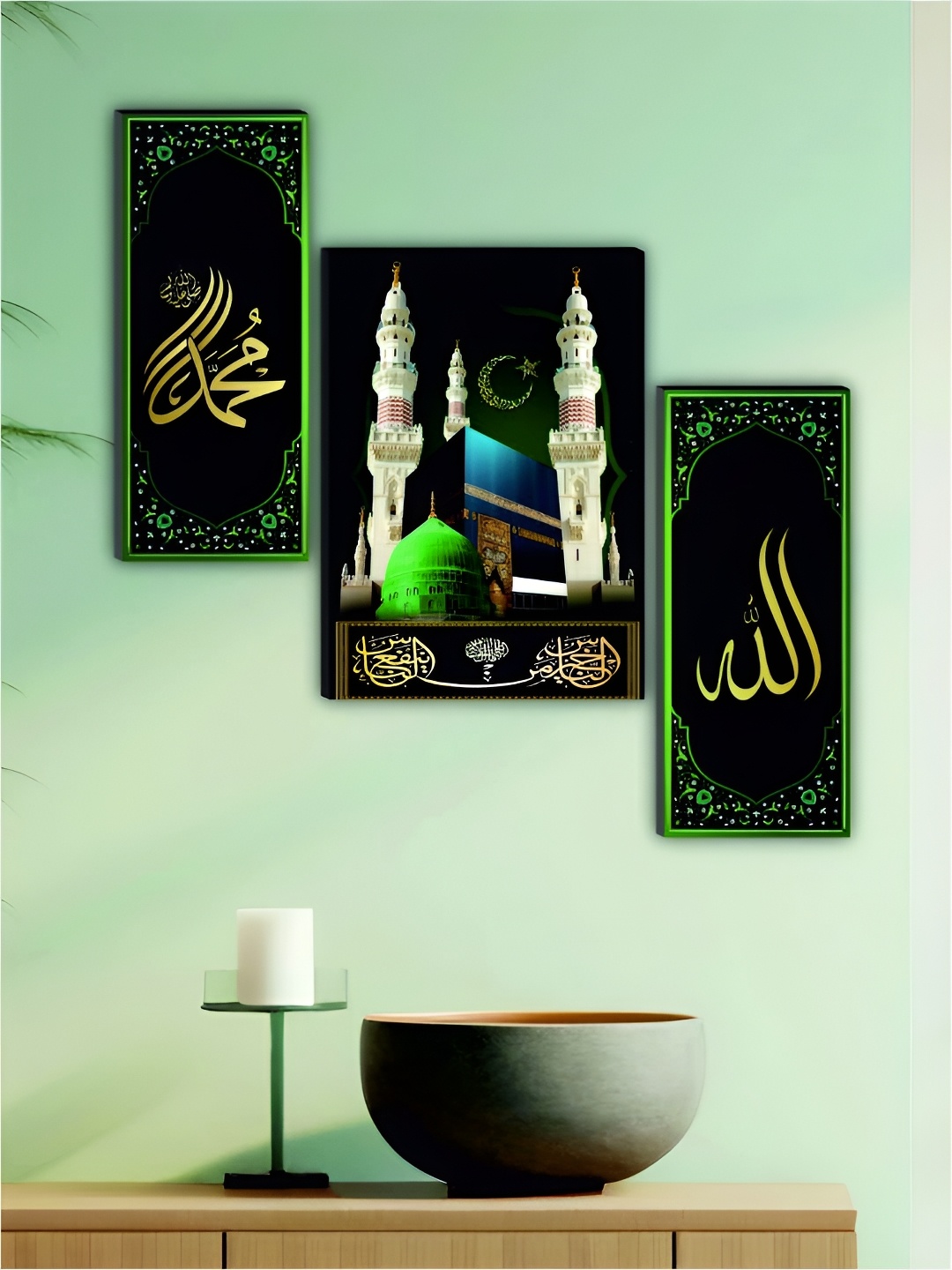 

WALLMAX Pack Of 3 Religious Wall Paintings, Black