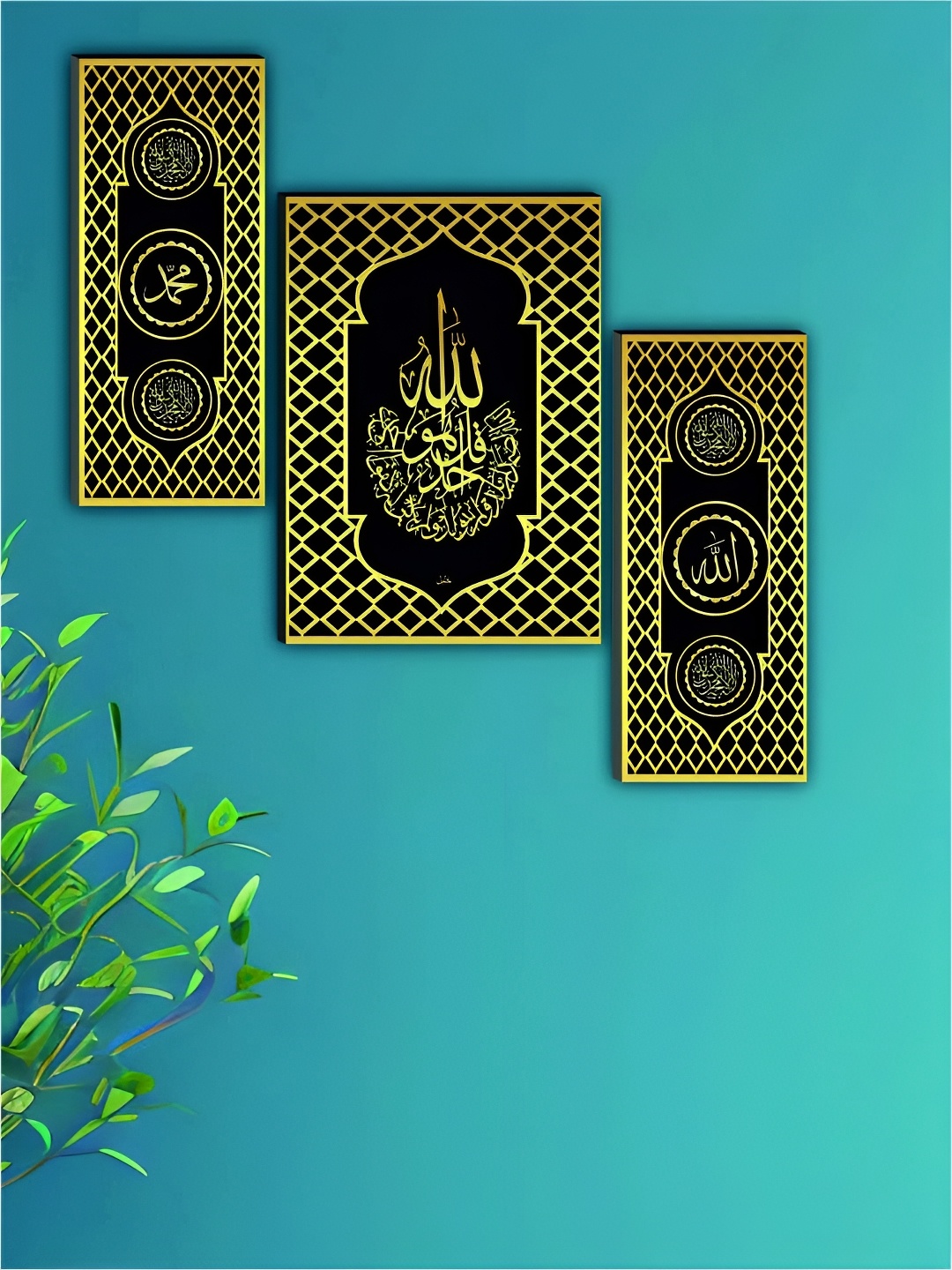 

WALLMAX Pack Of 3 Religious Wall Paintings, Black