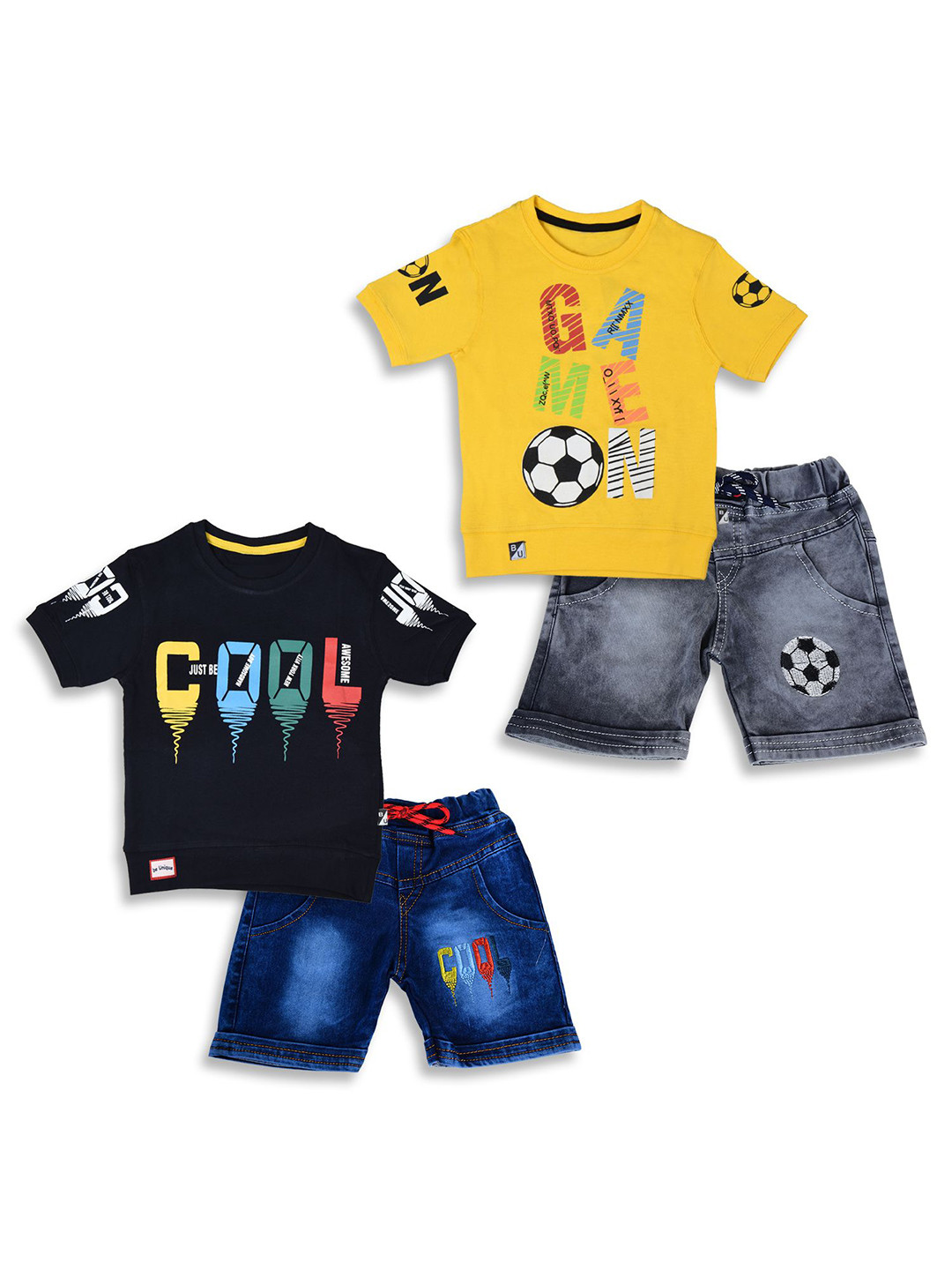 

BAESD Boys Printed T-shirt with Shorts, Navy blue