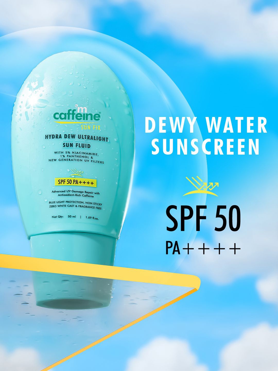 

MCaffeine Sun Fix Hydra Dew Ultralight Sun Fluid SPF 50 PA++++ 50ml, White