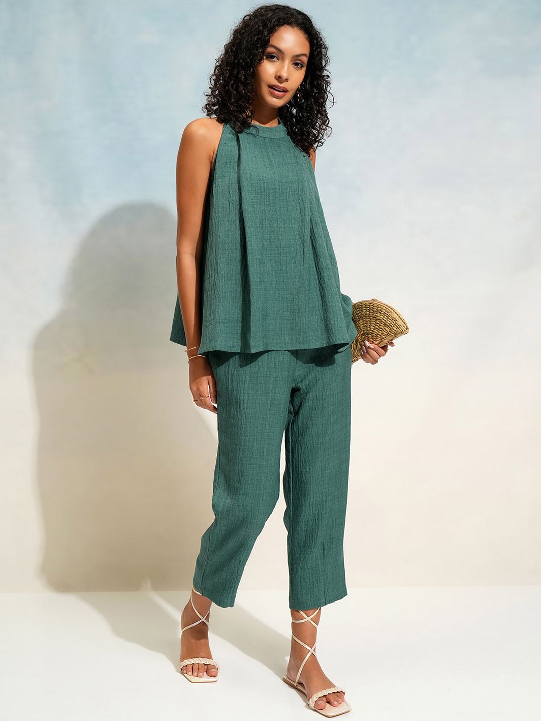 

ESPYR By Tokyo Talkies Relaxed Top With Trouser Co-Ord, Teal