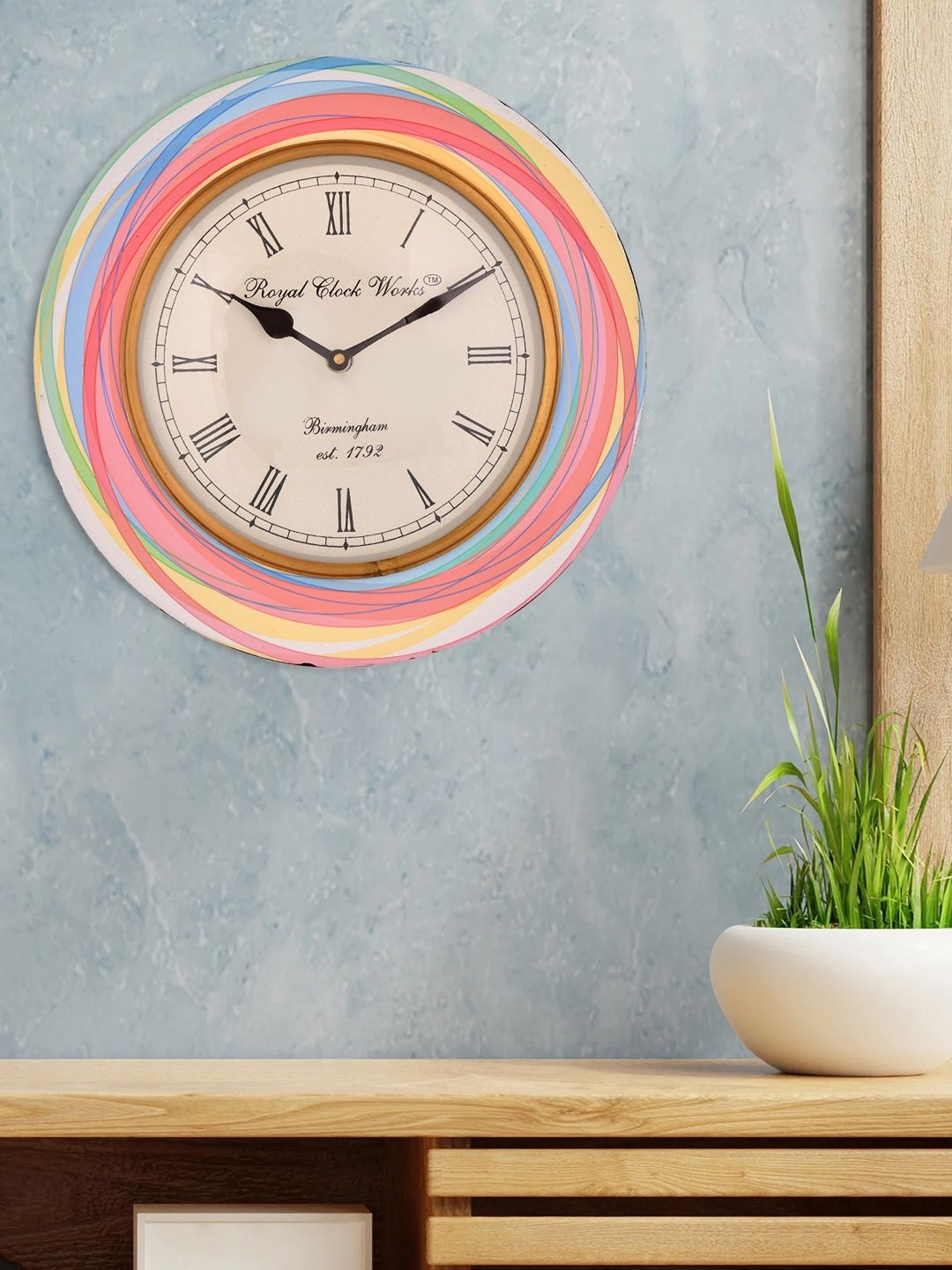 

Aura Pink Colourblocked Contemporary Wall Clock