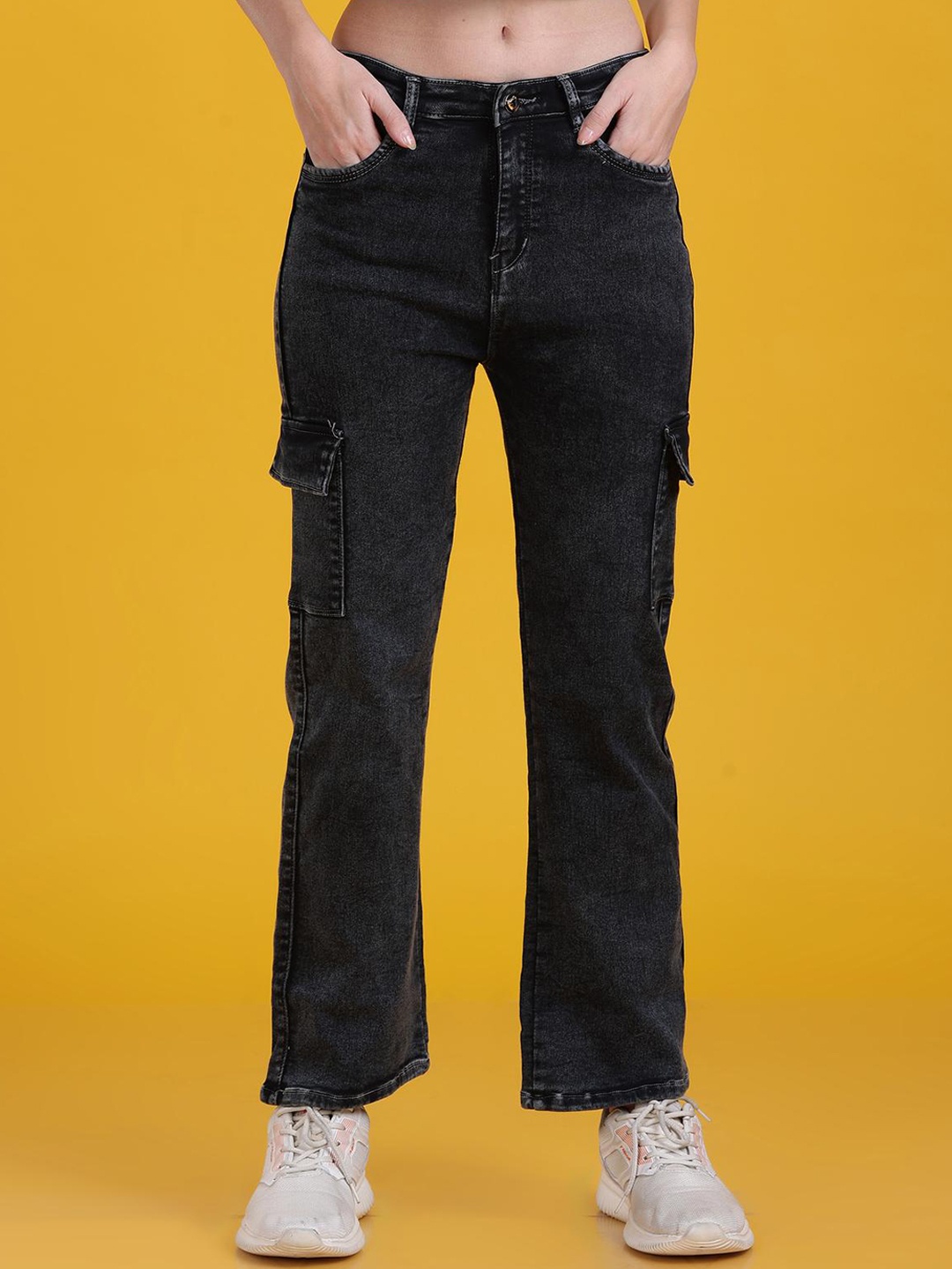 

The Dance Bible Women Straight Fit Stretchable Cotton Jeans, Black