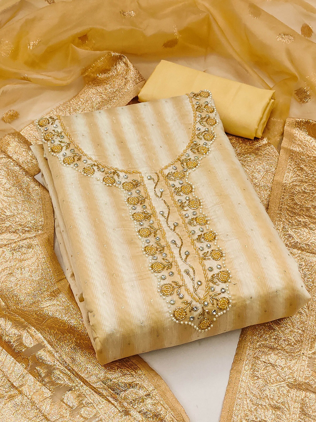 

KIMISHA Women Embellished Unstitched Dress Material, Yellow