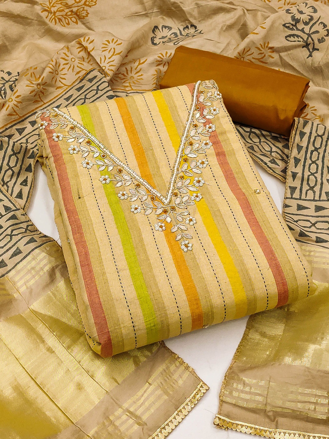 

KIMISHA Women Embellished Unstitched Dress Material, Yellow