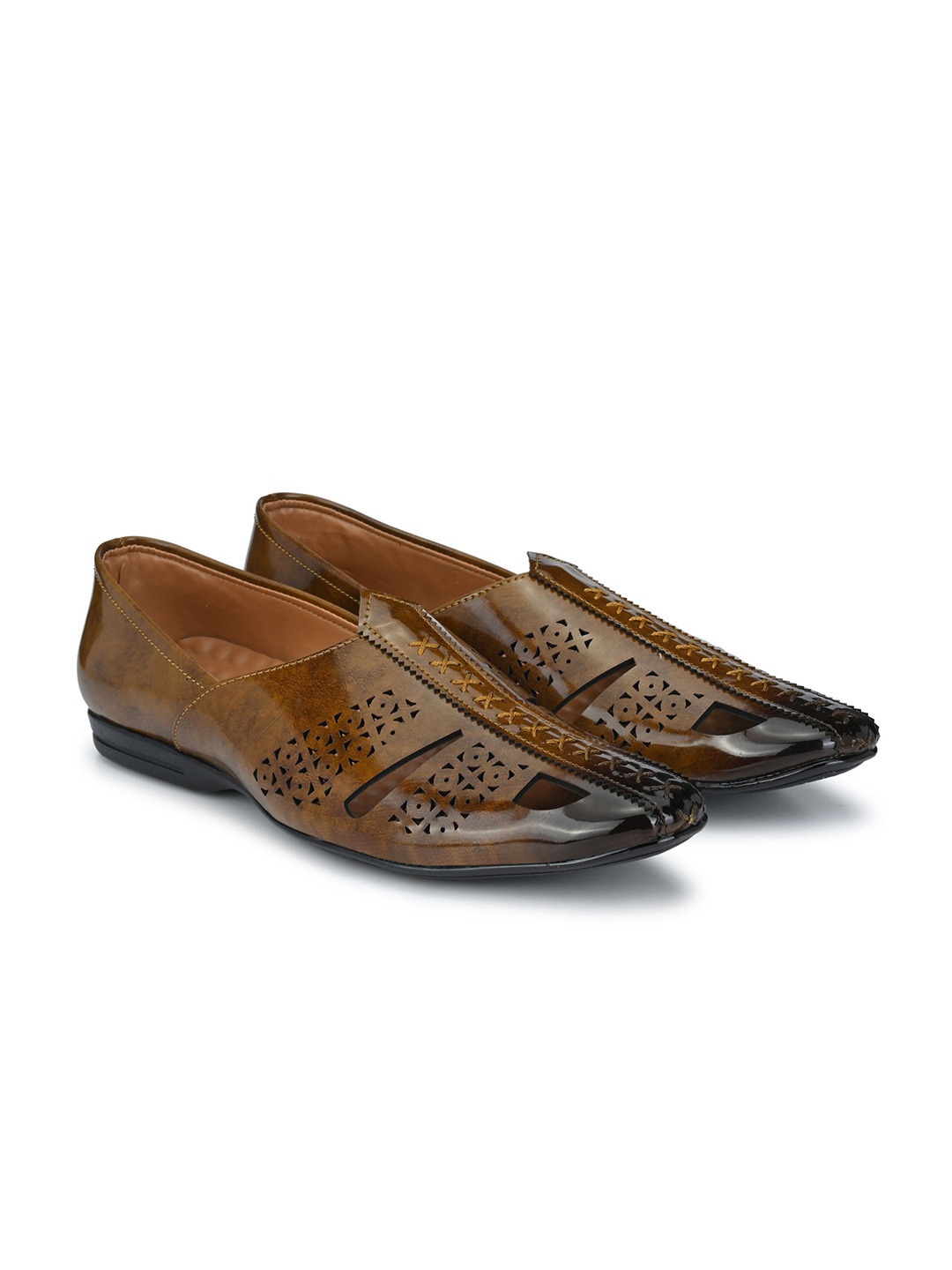 

Prolific Men Perforations Slip-On Synthetic Leather Lightweight Sneakers, Tan