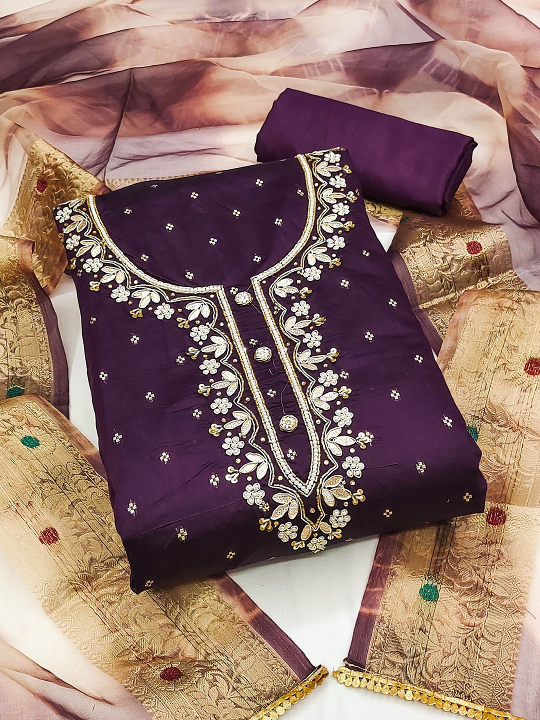 

KIMISHA Women Embellished Unstitched Dress Material, Purple