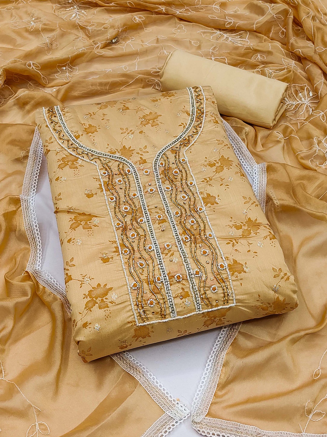 

KIMISHA Women Embellished Unstitched Dress Material, Yellow