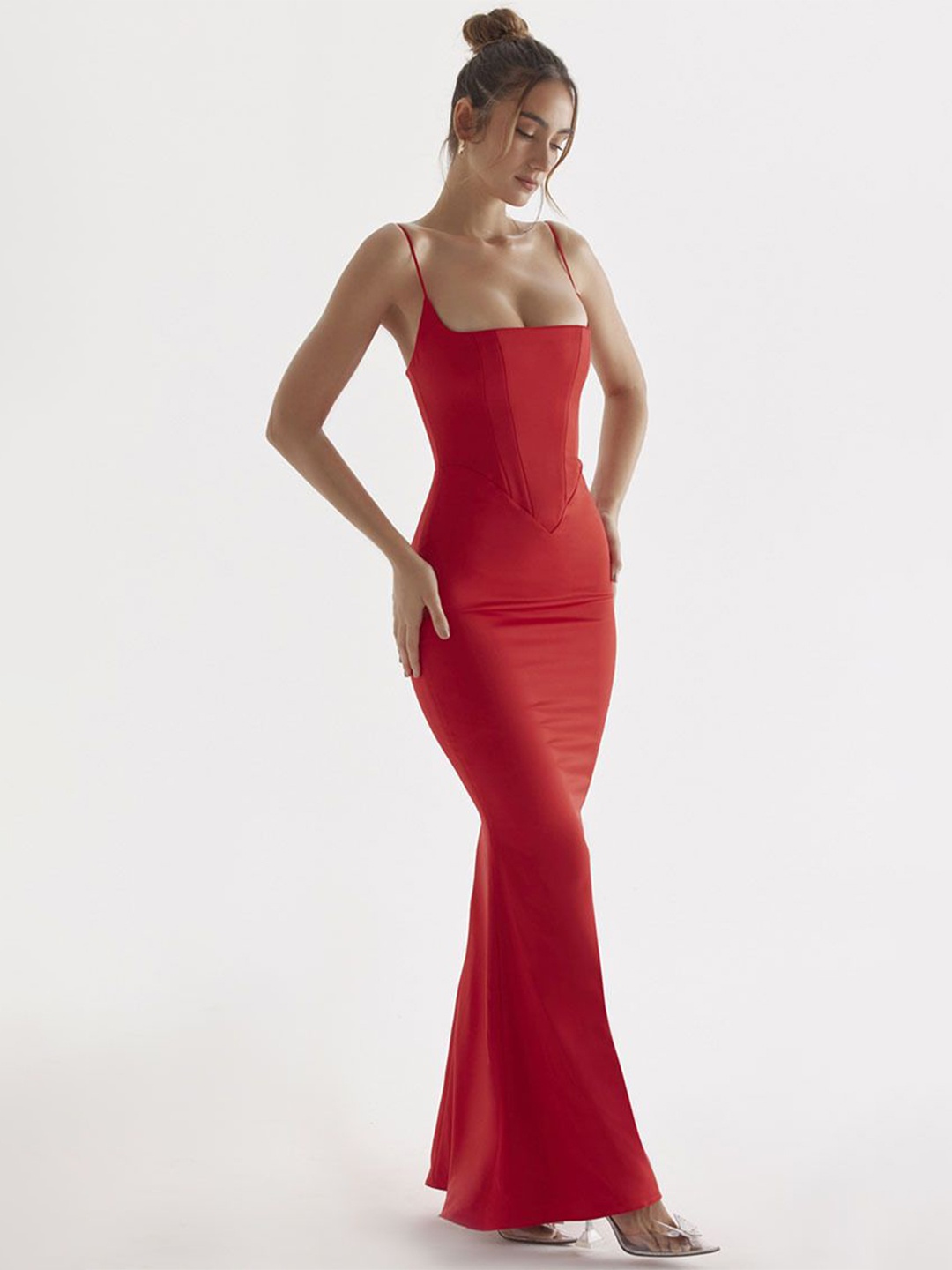 

bebe Shoulder Straps Maxi Dress, Red
