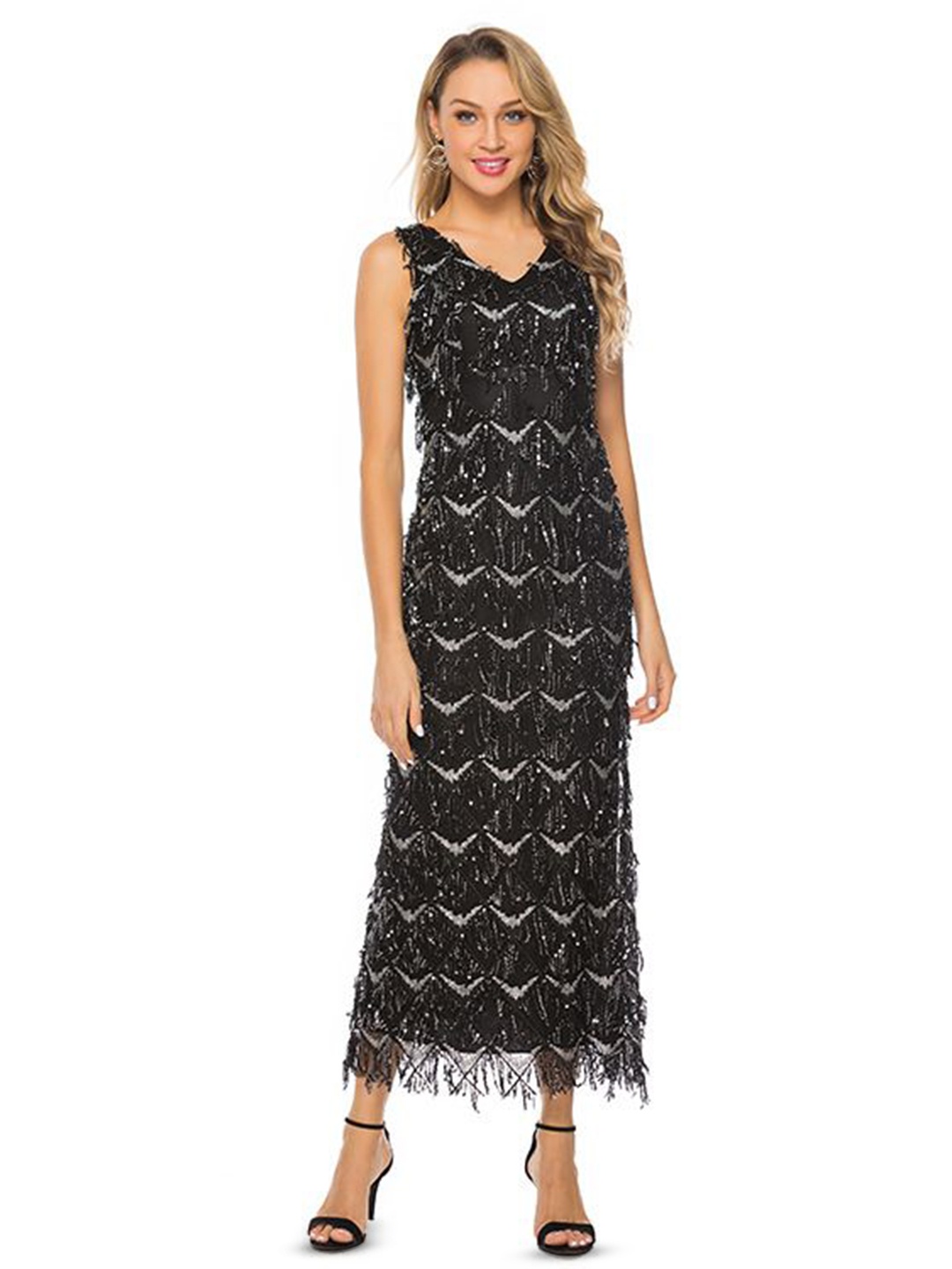 

bebe Print Maxi Dress, Black