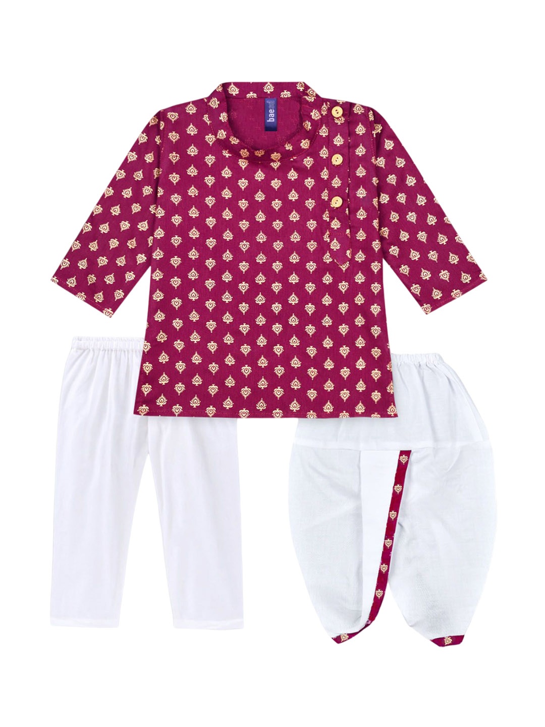 BAESD Boys Ethnic Motifs Printed Regular Kurta with Pyjamas, Maroon