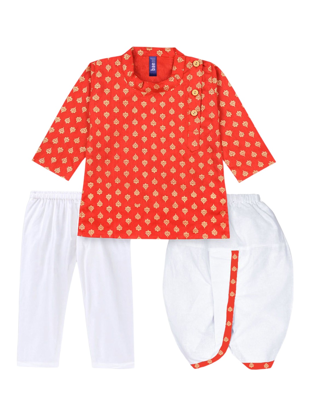 

BAESD Boys Ethnic Motifs Printed Regular Kurta with Pyjamas, Orange
