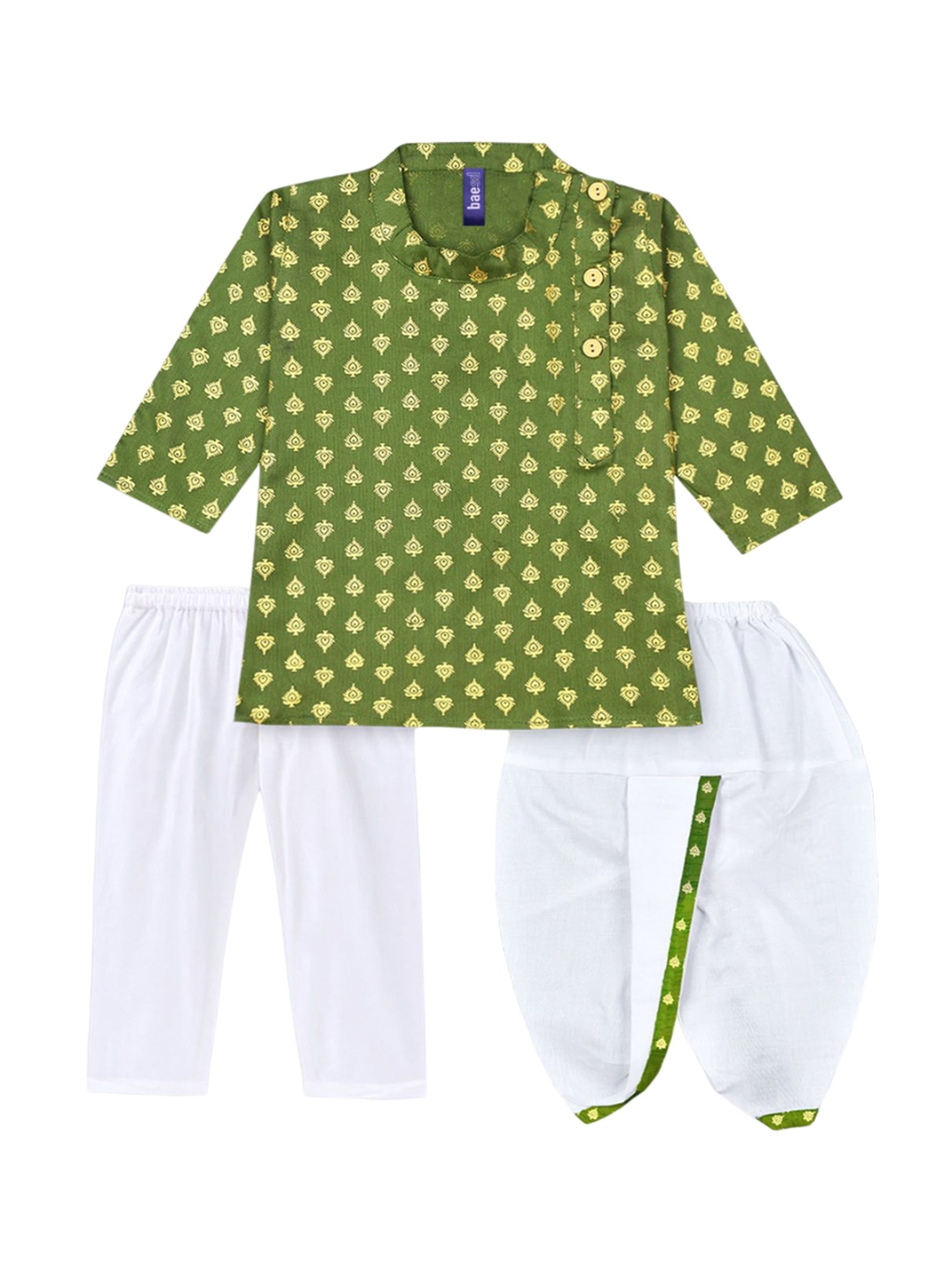 

BAESD Boys Ethnic Motifs Printed Regular Kurta with Pyjamas, Green