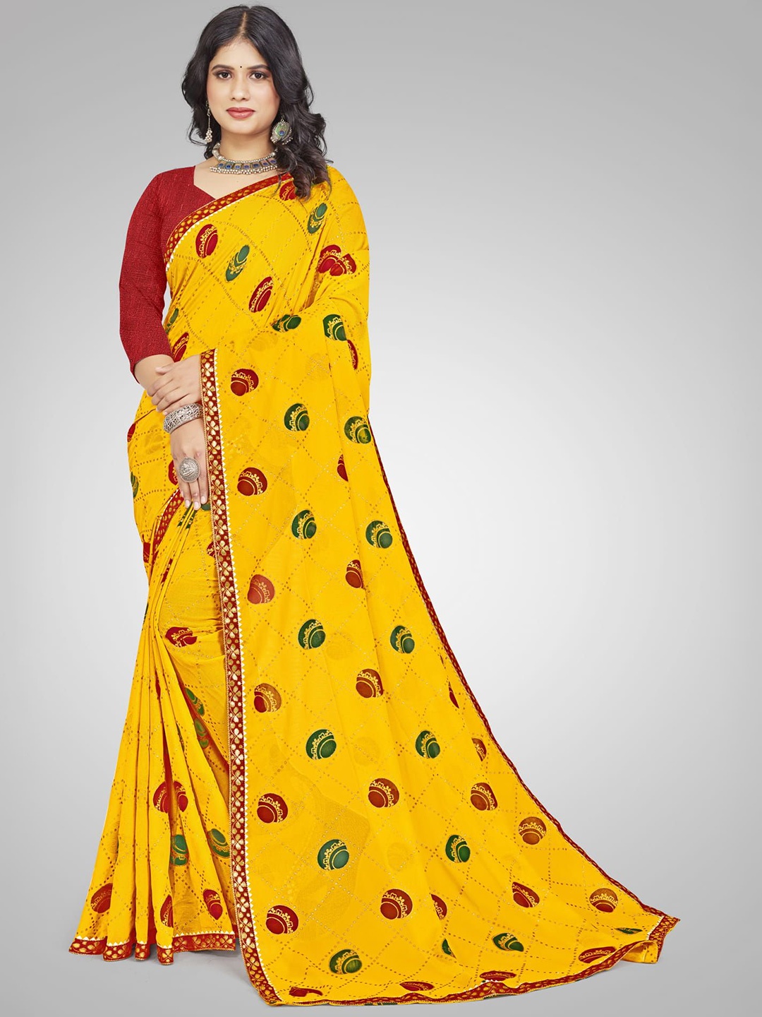 

Mitera Ethnic Motifs Pure Georgette Chanderi Saree, Yellow