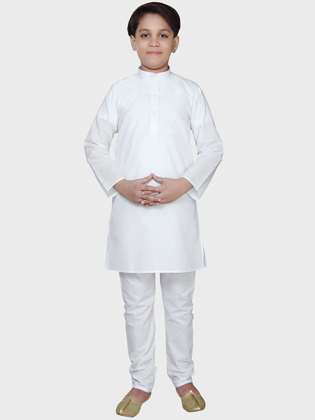 

Baba & Baby Boys Regular Pure Cotton Kurta with Churidar, White