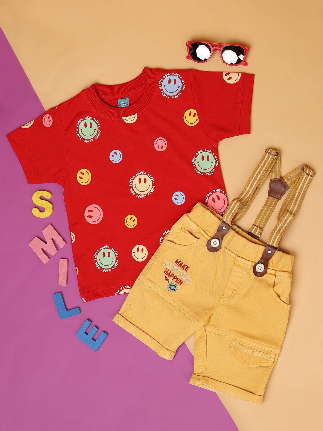 

V-Mart Boys Printed T-shirt with Shorts, Red