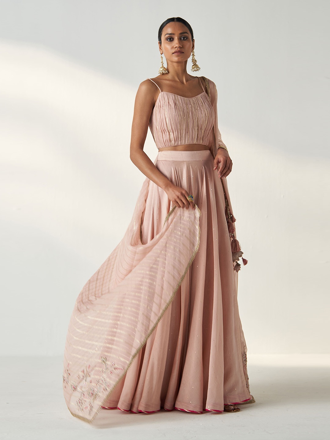 

STUDIO BAGECHAA Embellished Ready to Wear Lehenga & Blouse With Dupatta, Pink