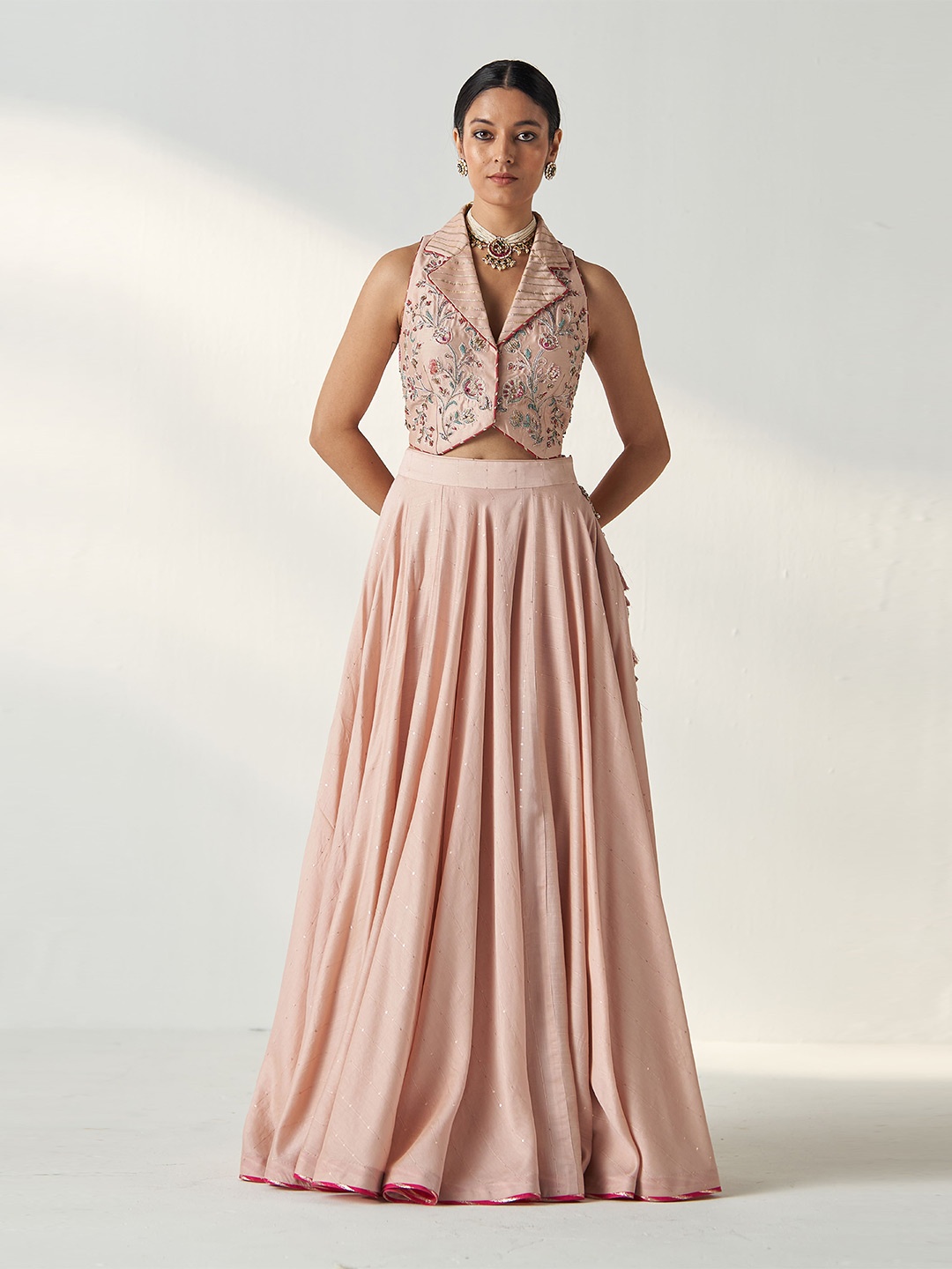 

STUDIO BAGECHAA Embroidered Ready to Wear Lehenga &, Pink