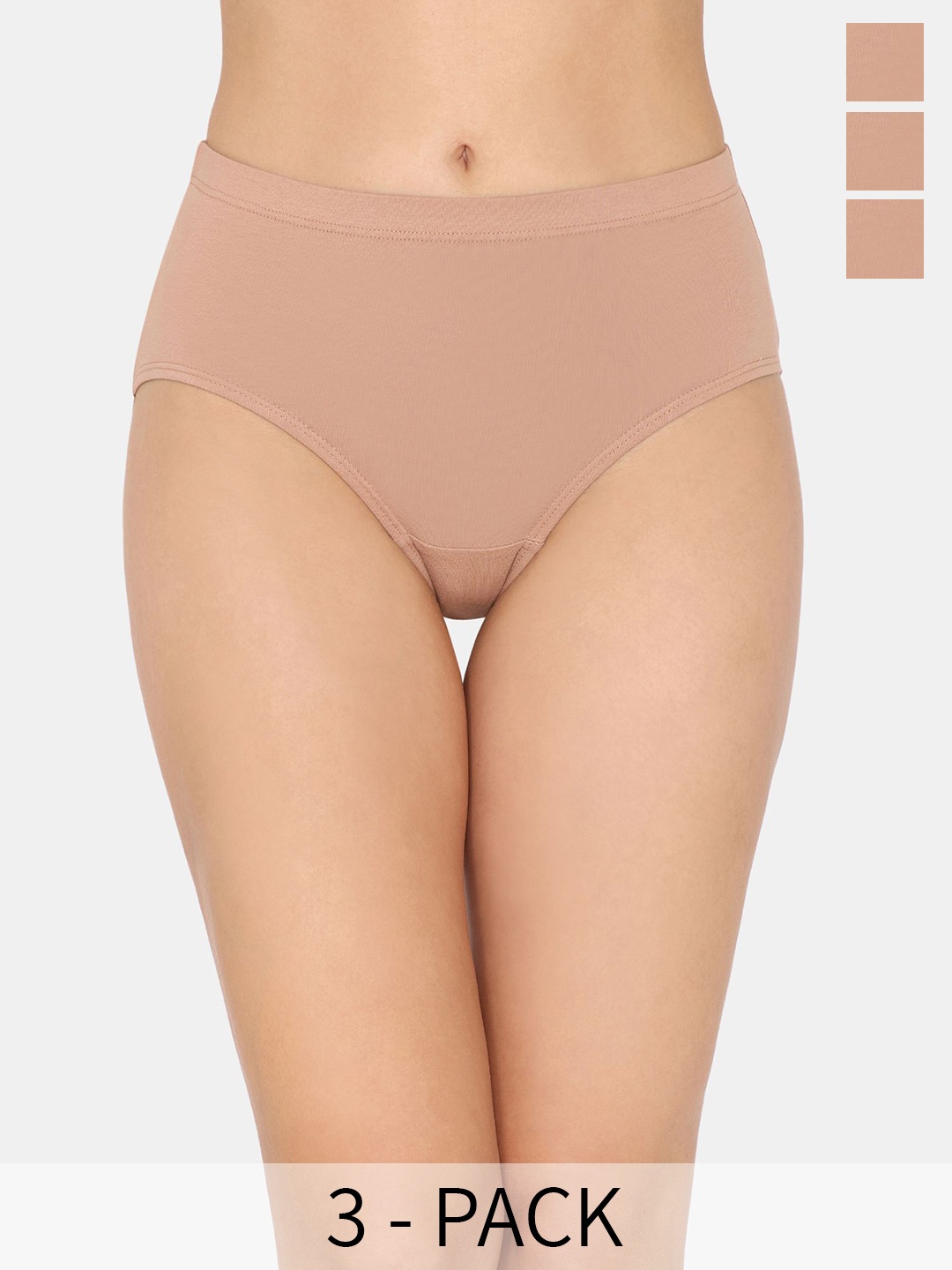 

Zivame Pack Of 3 Mid-Rise Hipster Briefs- ZI28AVFASHASKIN, Beige