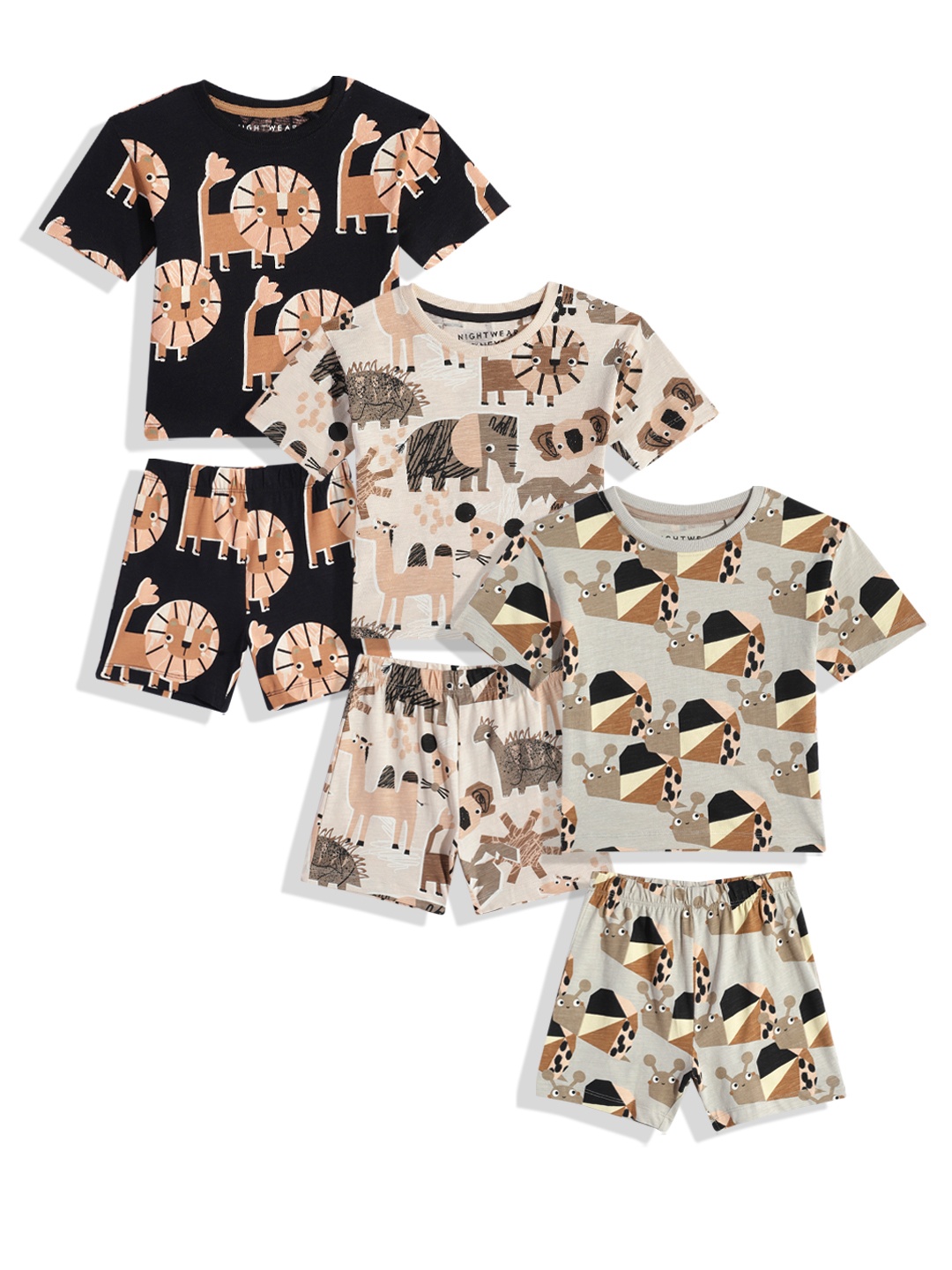 

NEXT Boys Pack of 3 Printed Pure Cotton T-shirt with Shorts, Multi