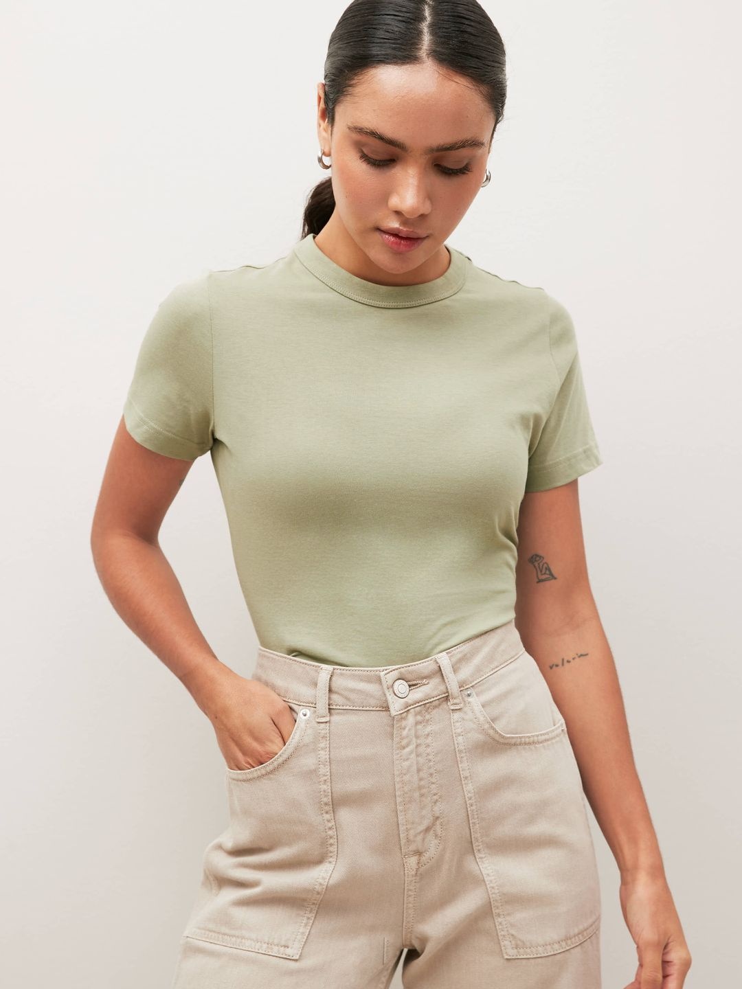 

NEXT Round Neck Pure Cotton T-shirt, Green