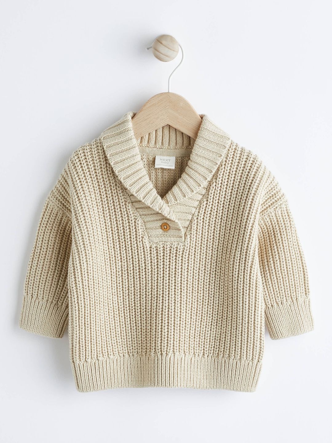 

NEXT Infants Boys Self Design Pullover, Beige