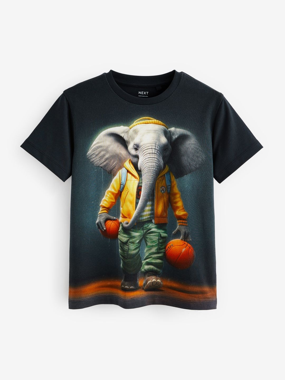 

NEXT Boys Printed Pure Cotton T-shirt, Black