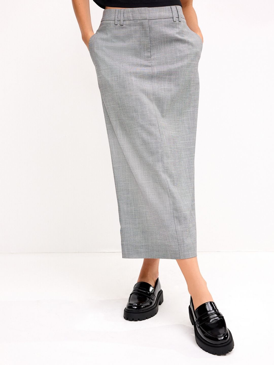 

NEXT Self Design Midi Length Pencil Skirt, Charcoal