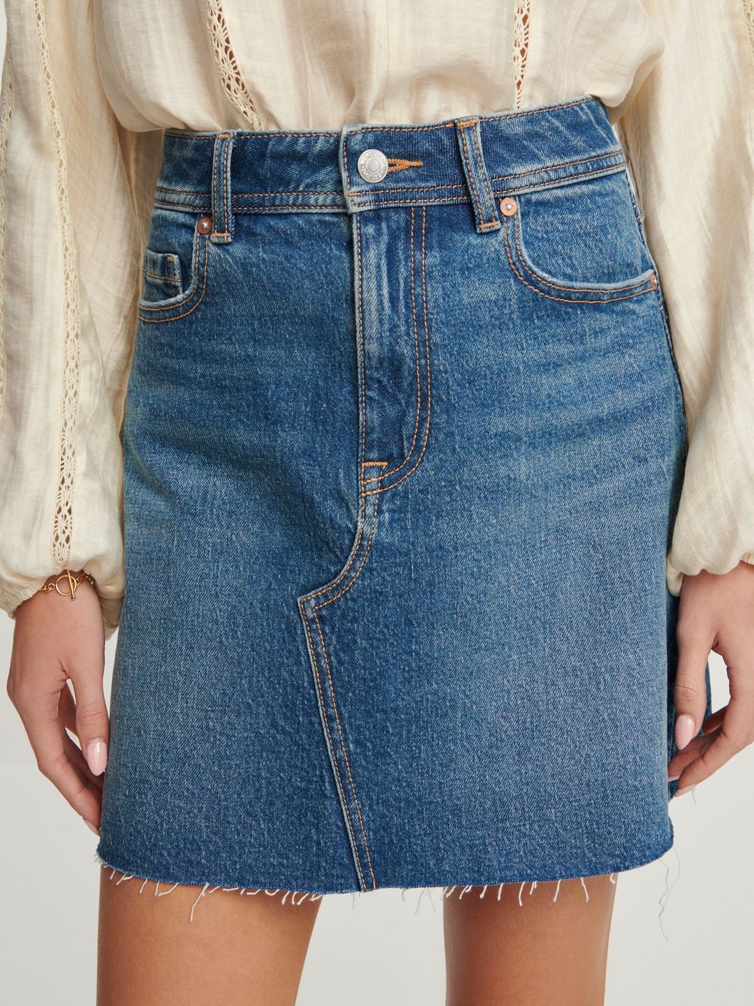 

NEXT Straight Mini Denim Skirt, Blue