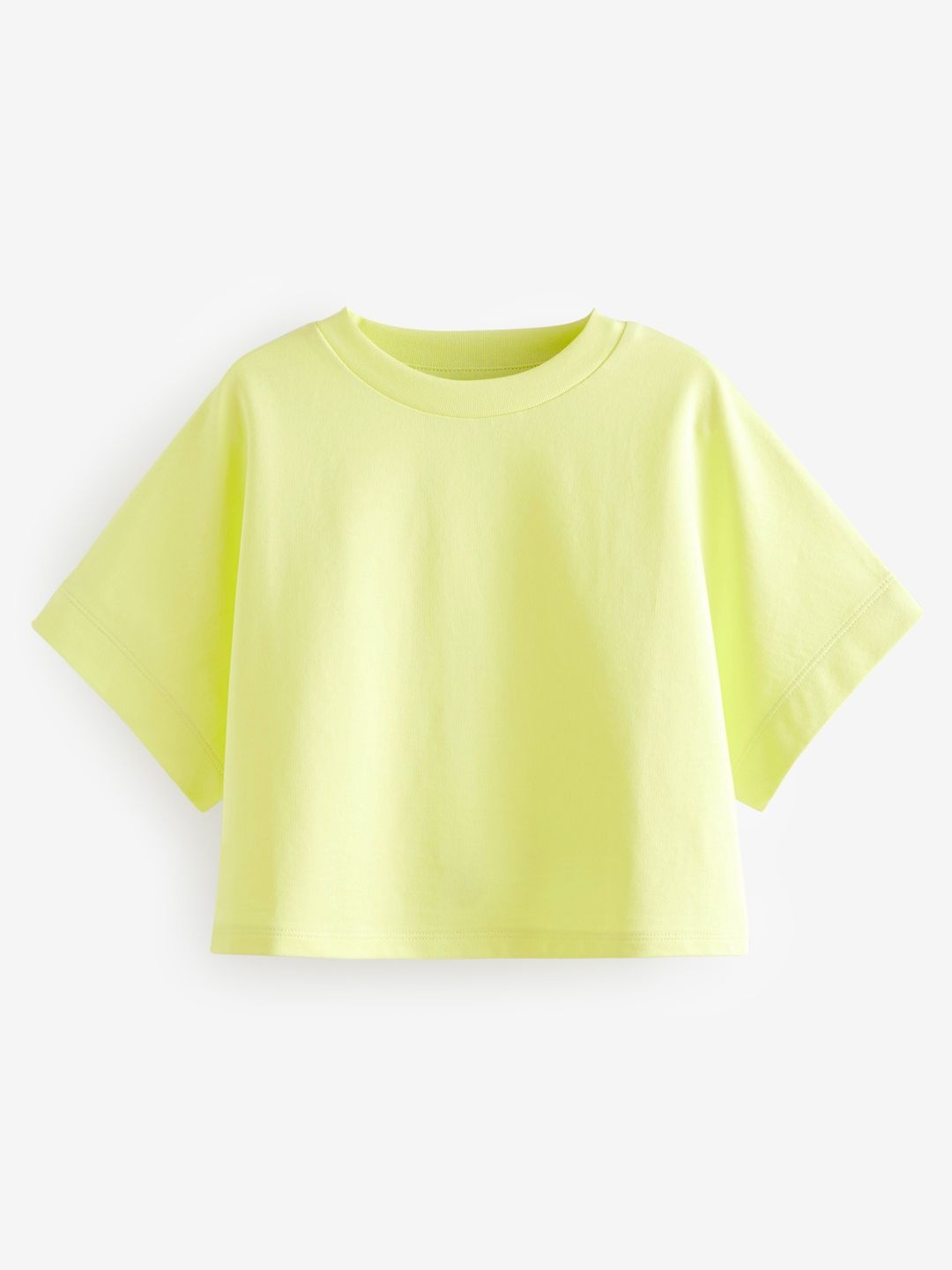 

NEXT Girls Pure Cotton Boxy Extended Sleeves T-shirt, Lime green