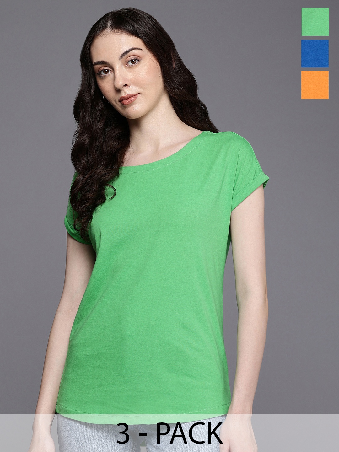 

NEXT Pack Of 3 Extended Sleeves Pure Cotton T-shirt, Green