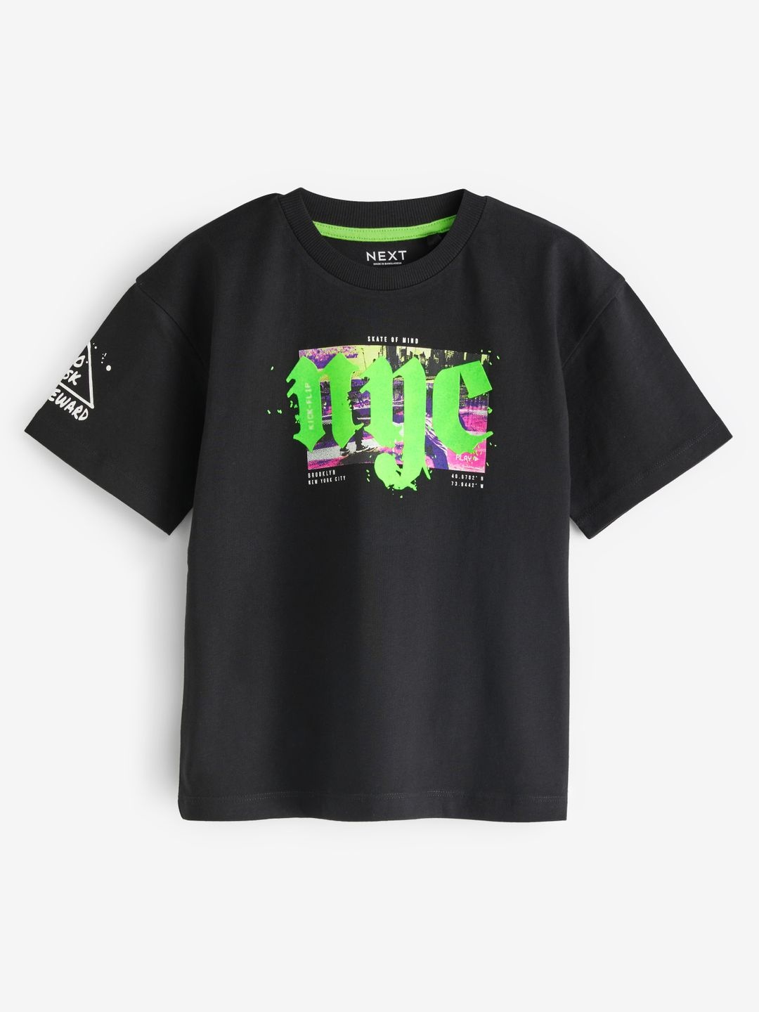 

NEXT Boys Graphic Printed Pure Cotton Relaxed Fit T-shirt, Black