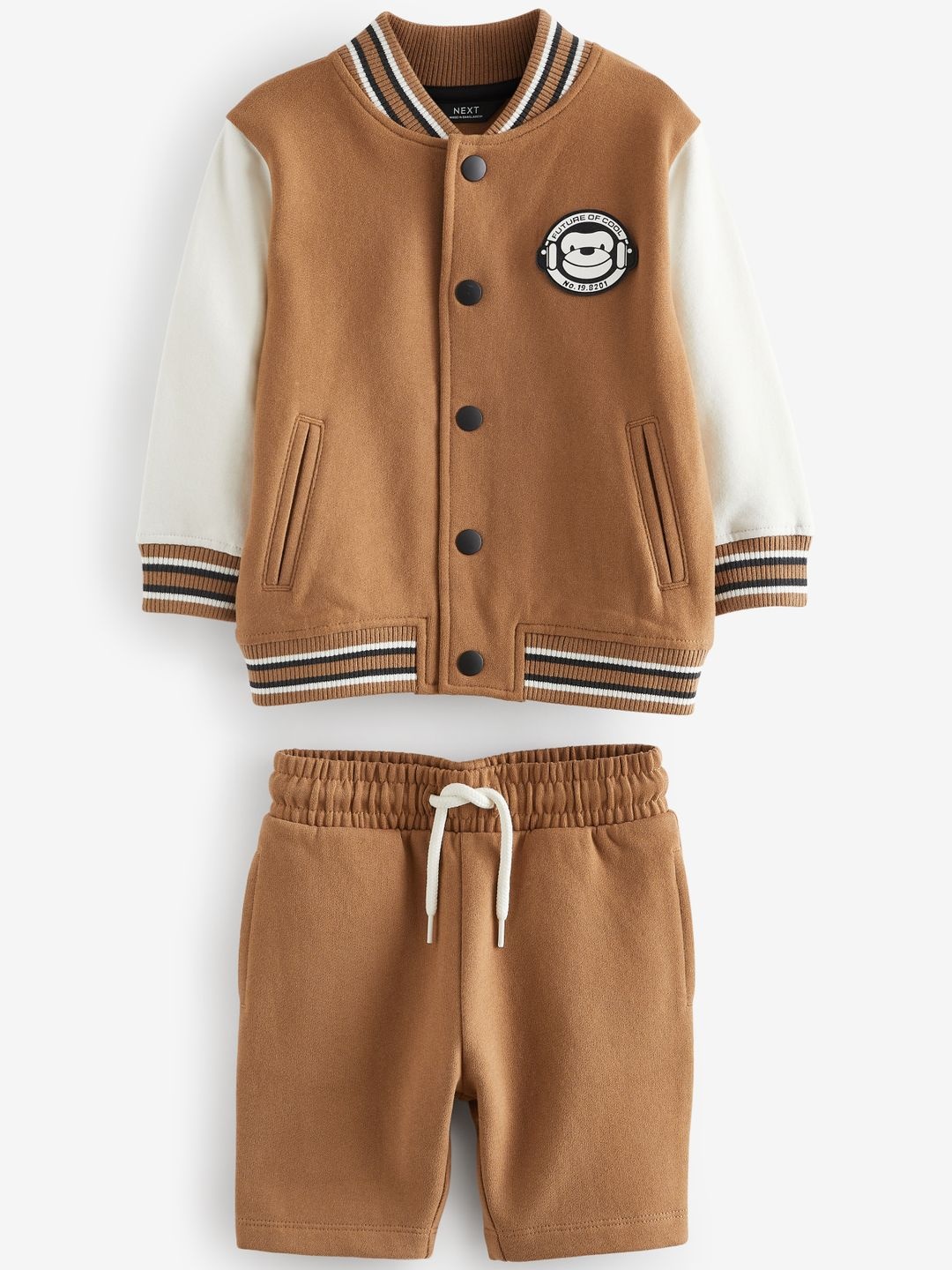 

NEXT Boys Pure Cotton Sweatshirt with Shorts, Brown