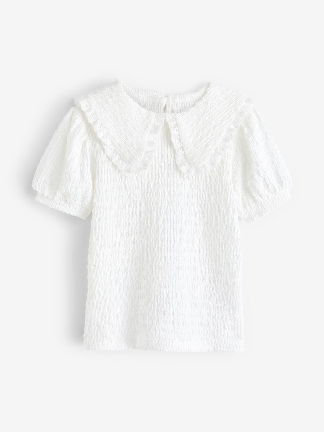 

NEXT Above The Keyboard Collar Puff Sleeve Self-Design Top, White