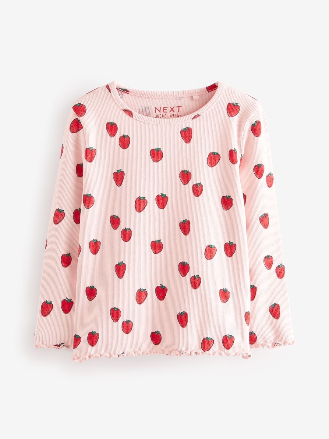 

NEXT Infant Girls Ribbed Strawberry Print T-shirt, Pink