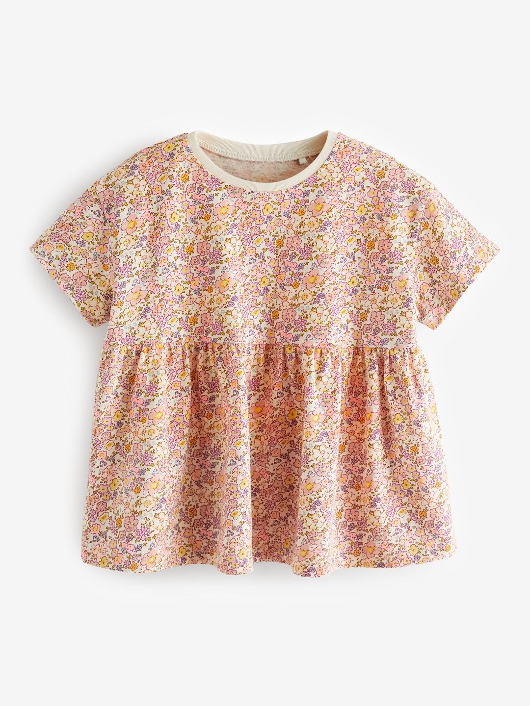 

NEXT Infants Girl Floral Print Pure Cotton Peplum Top, Multi
